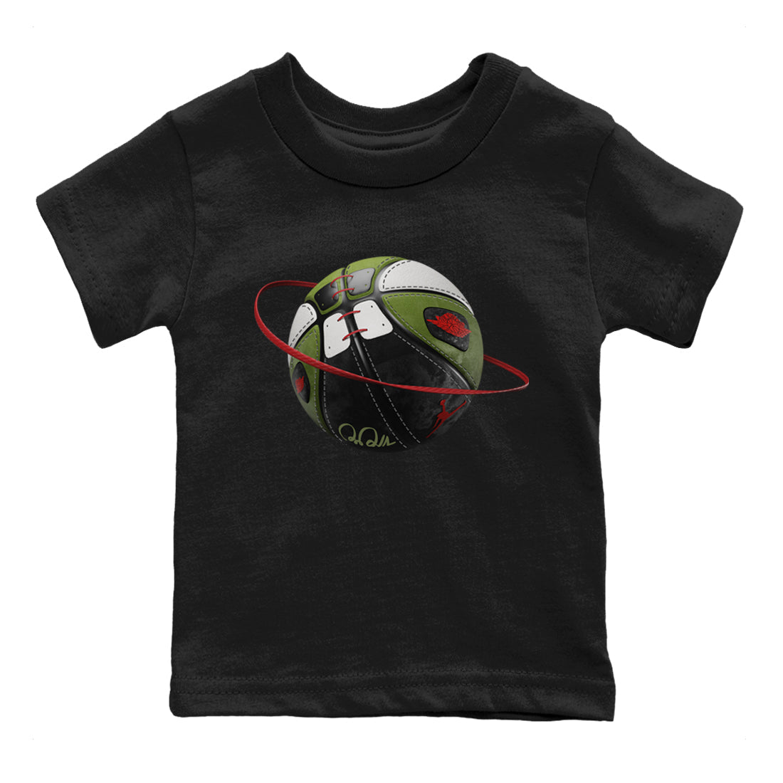 Air Jordan 1 Travis Scott Olive Sneaker Match Tees Basketball Planet Streetwear Sneaker Shirt AJ1 OG Travis Scott Olive Sneaker Release Tees Kids Shirts Black 2