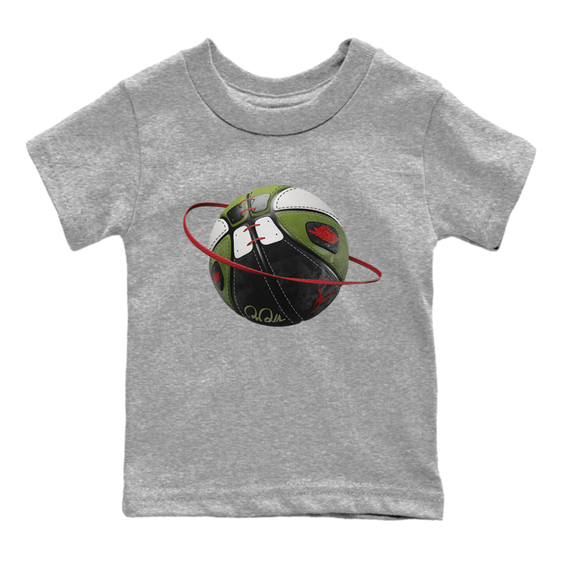 Air Jordan 1 Travis Scott Olive Sneaker Match Tees Basketball Planet Streetwear Sneaker Shirt AJ1 OG Travis Scott Olive Sneaker Release Tees Kids Shirts Heather Grey 2
