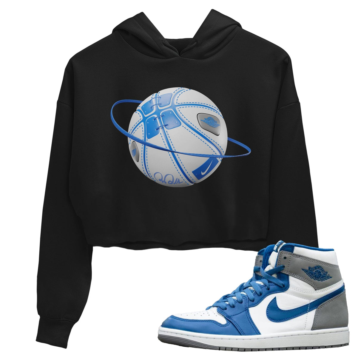 Jordan 1 True Blue Sneaker Matching T-Shirt Basketball Planet Sneaker Tees Jordan 1 True Blue Sneaker Release Tees Women's Shirts