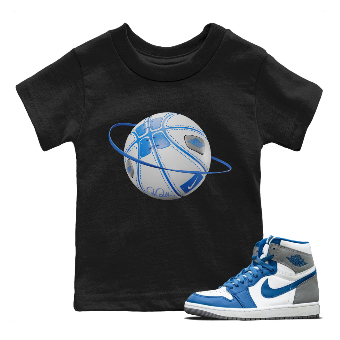 Jordan 1 True Blue Sneaker Matching T-Shirt Basketball Planet Sneaker Tees Jordan 1 True Blue Sneaker Release Tees Kids Shirts