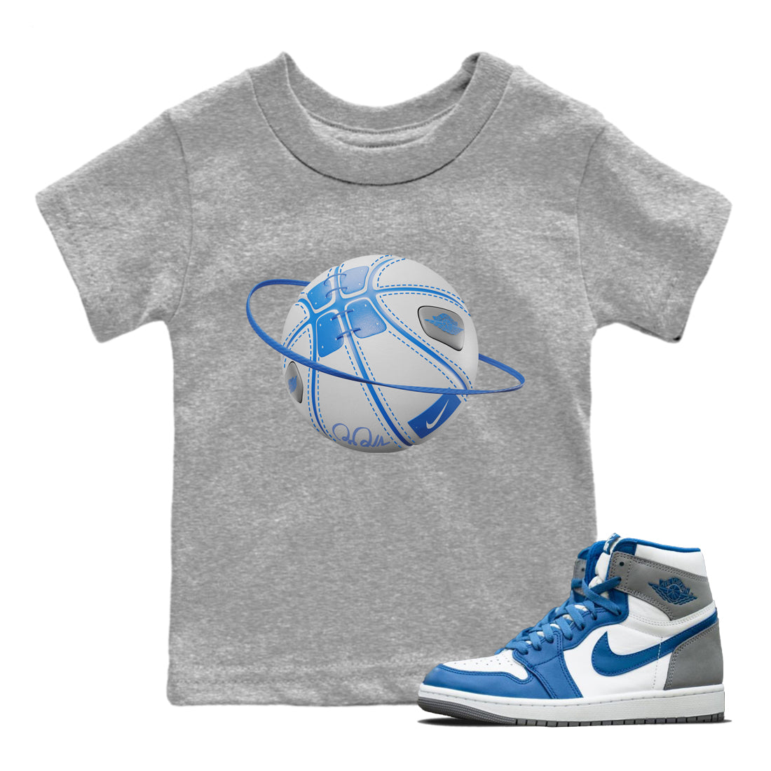 Jordan 1 True Blue Sneaker Matching T-Shirt Basketball Planet Sneaker Tees Jordan 1 True Blue Sneaker Release Tees Kids Shirts