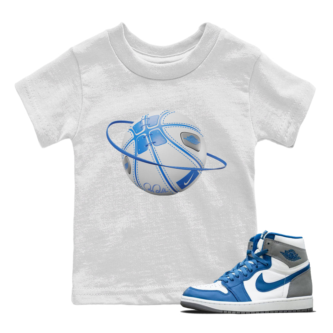 Jordan 1 True Blue Sneaker Matching T-Shirt Basketball Planet Sneaker Tees Jordan 1 True Blue Sneaker Release Tees Kids Shirts