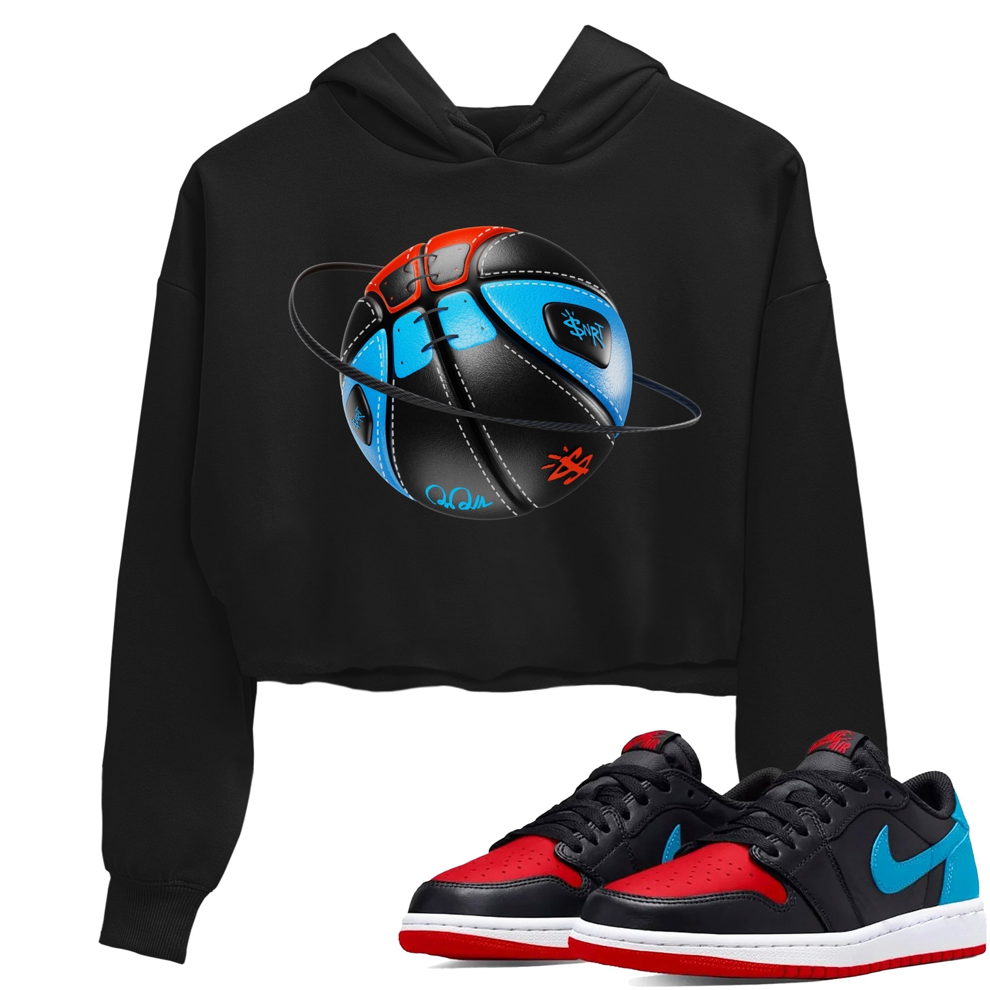 Air Jordan 1 UNC to Chicago Sneaker Match Tees Basketball Planet Streetwear Sneaker Shirt AJ1 UNC to Chicago Sneaker Release Tees Women's Shirts Black 1