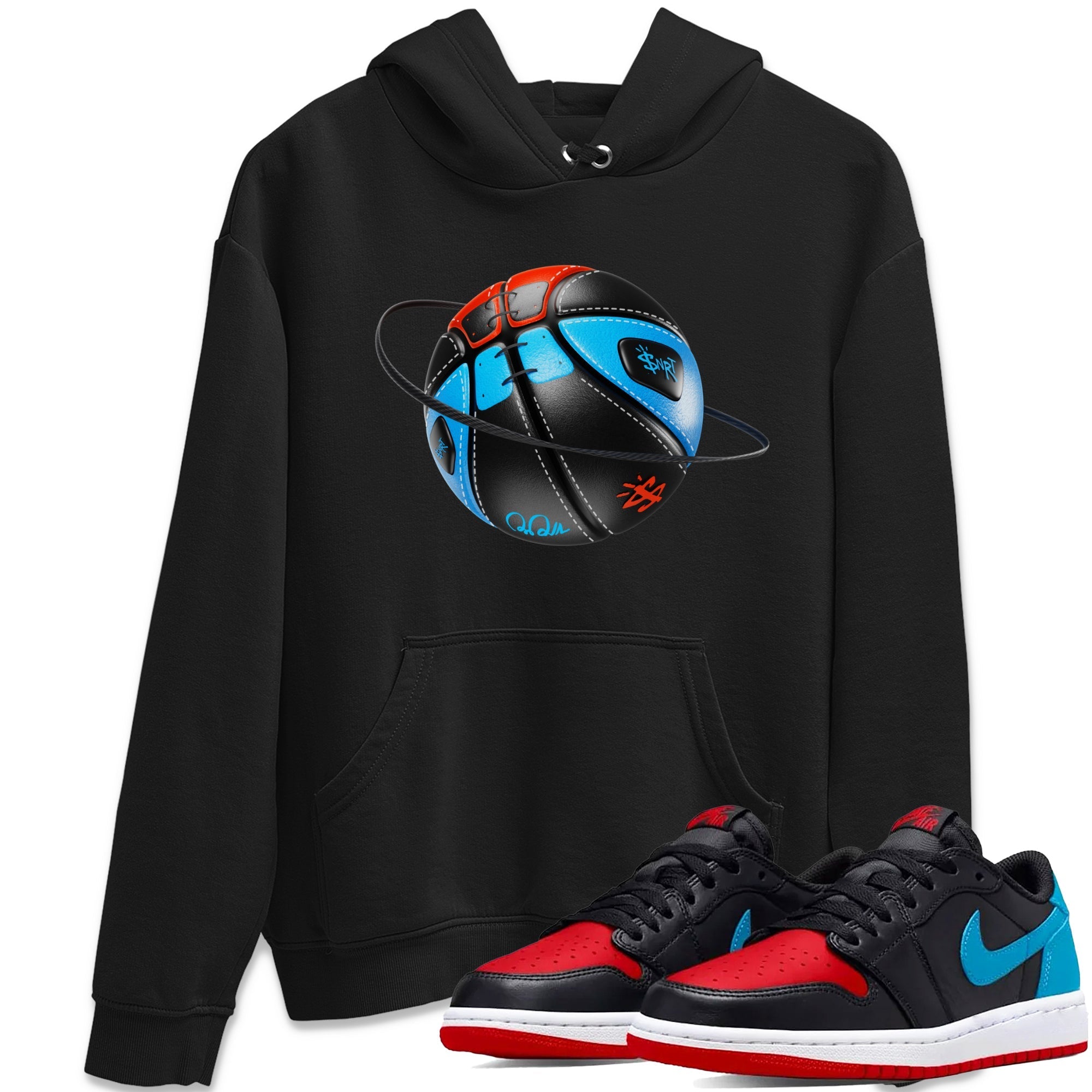 Air Jordan 1 UNC to Chicago Sneaker Match Tees Basketball Planet Streetwear Sneaker Shirt AJ1 UNC to Chicago Sneaker Release Tees Unisex Shirts Black 1