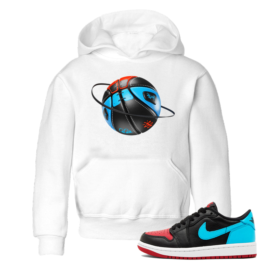 Air Jordan 1 UNC to Chicago Sneaker Match Tees Basketball Planet Streetwear Sneaker Shirt AJ1 UNC to Chicago Sneaker Release Tees Kids Shirts White 1