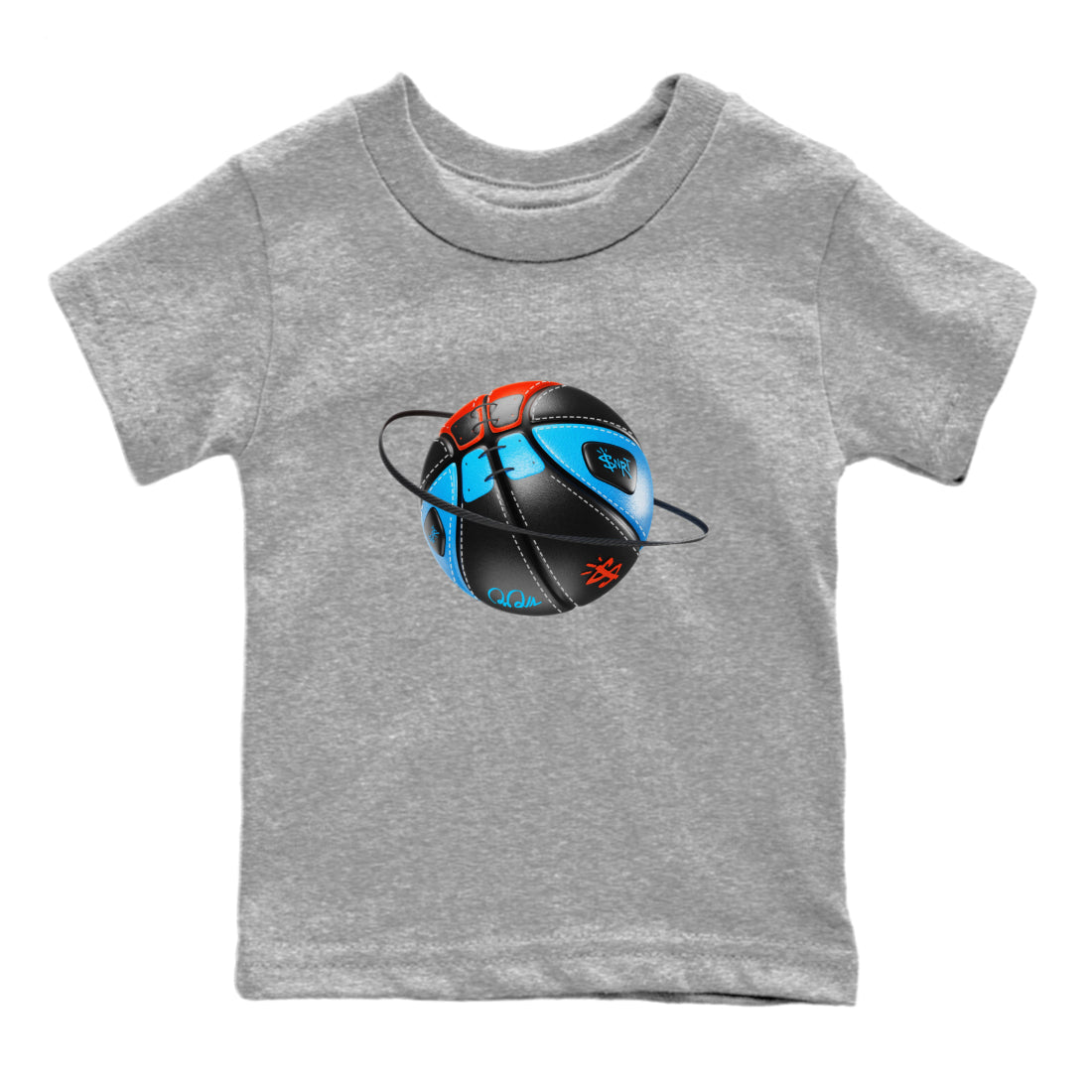 Air Jordan 1 UNC to Chicago Sneaker Match Tees Basketball Planet Streetwear Sneaker Shirt AJ1 UNC to Chicago Sneaker Release Tees Kids Shirts Heather Grey 2