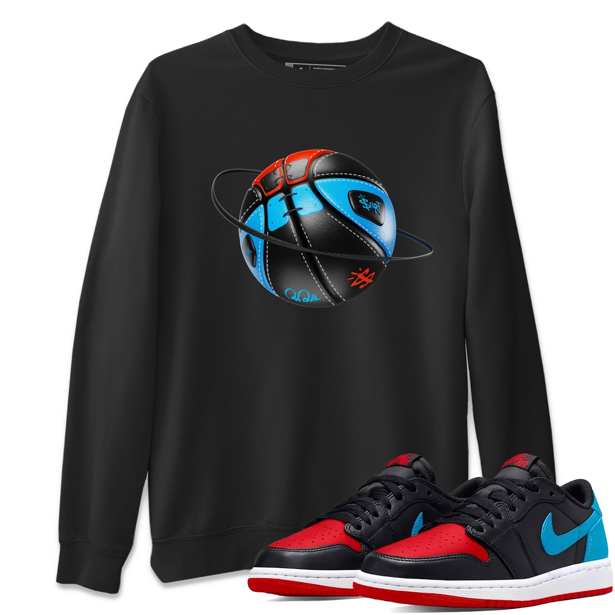 Air Jordan 1 UNC to Chicago Sneaker Match Tees Basketball Planet Streetwear Sneaker Shirt AJ1 UNC to Chicago Sneaker Release Tees Unisex Shirts Black 1