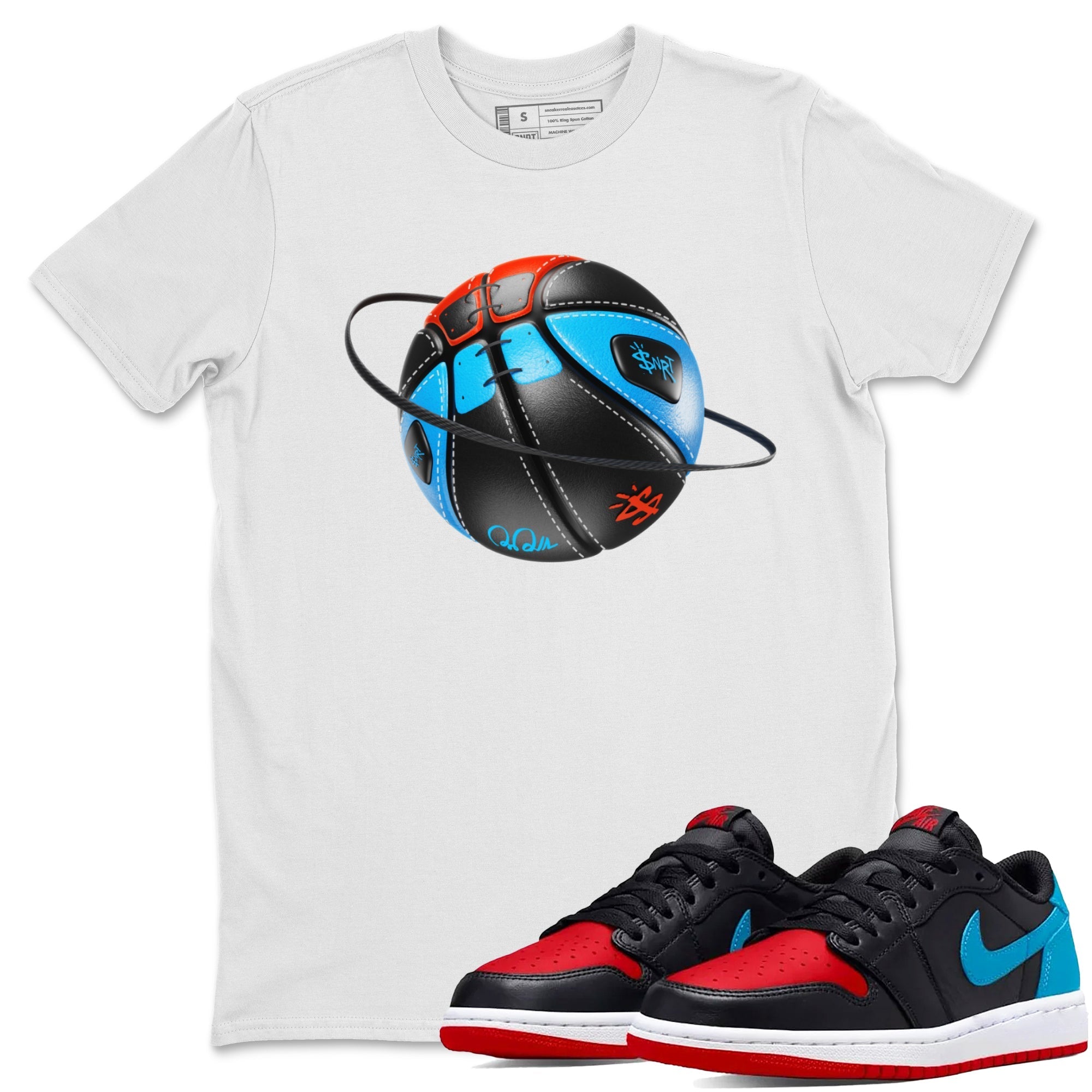 Air Jordan 1 UNC to Chicago Sneaker Match Tees Basketball Planet Streetwear Sneaker Shirt AJ1 UNC to Chicago Sneaker Release Tees Unisex Shirts White 1