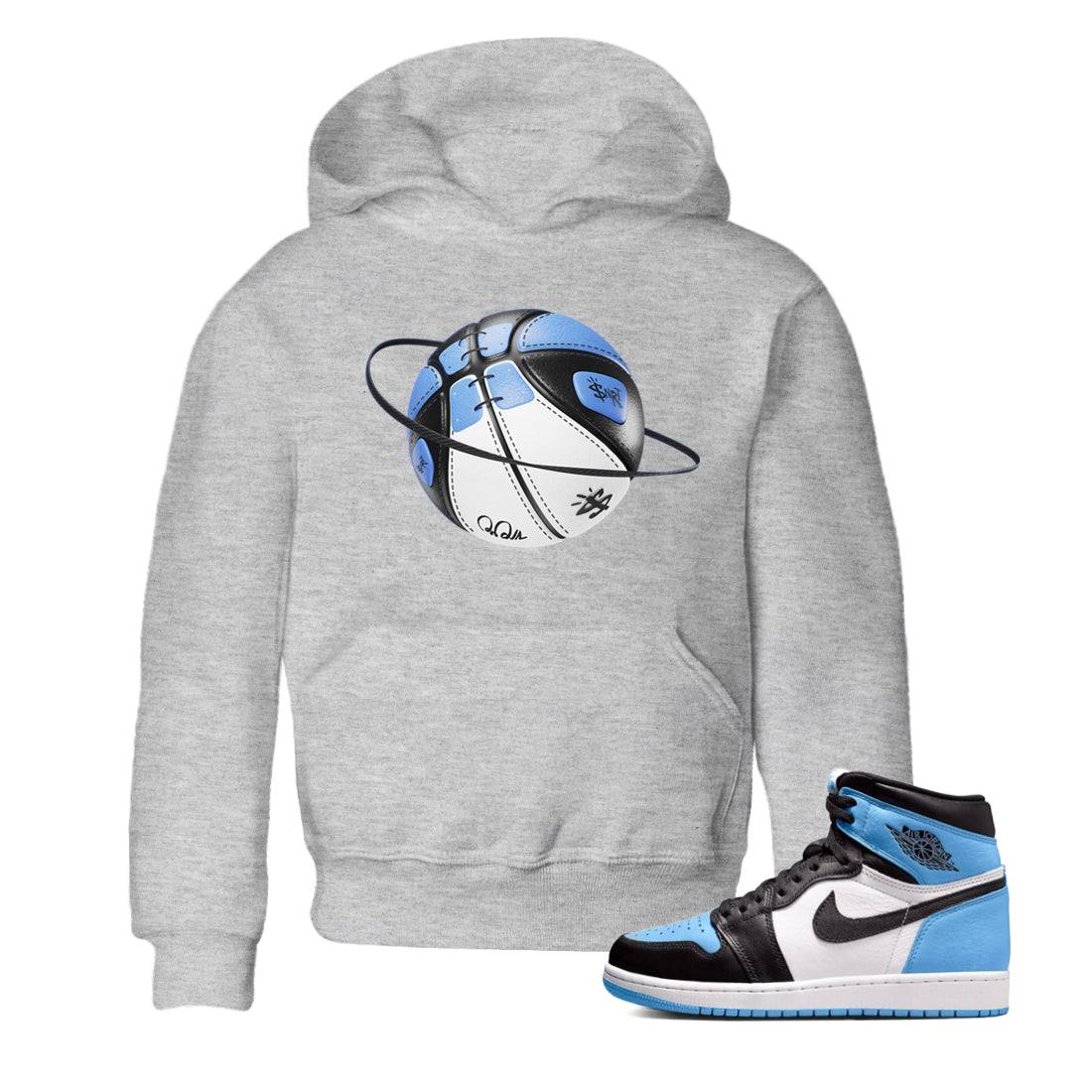 Air Jordan 1 Retro High OG UNC Toe Shirt to match Jordans Basketball Planet Streetwear Sneaker Shirt 1s UNC Toe Drip Gear Zone Sneaker Matching Clothing Kids and Baby Tees Heather Grey 1