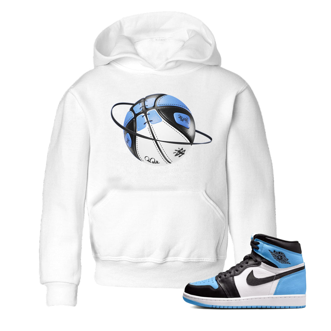 Air Jordan 1 Retro High OG UNC Toe Shirt to match Jordans Basketball Planet Streetwear Sneaker Shirt 1s UNC Toe Drip Gear Zone Sneaker Matching Clothing Kids and Baby Tees White 1