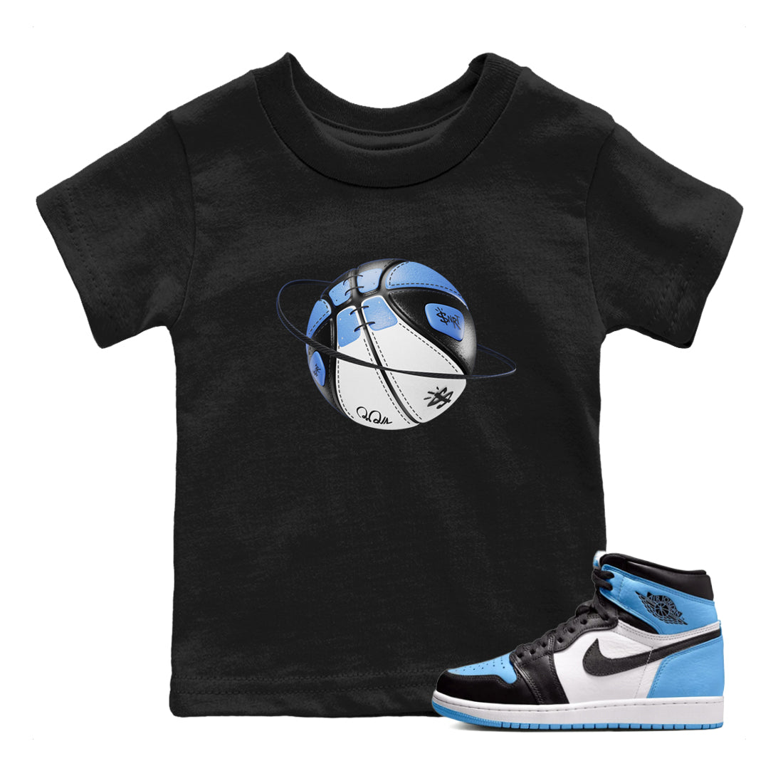 Air Jordan 1 Retro High OG UNC Toe Shirt to match Jordans Basketball Planet Streetwear Sneaker Shirt 1s UNC Toe Drip Gear Zone Sneaker Matching Clothing Kids and Baby Tees Black 1