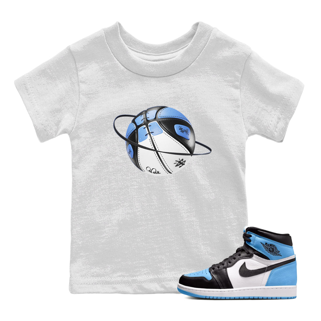 Air Jordan 1 Retro High OG UNC Toe Shirt to match Jordans Basketball Planet Streetwear Sneaker Shirt 1s UNC Toe Drip Gear Zone Sneaker Matching Clothing Kids and Baby Tees White 1