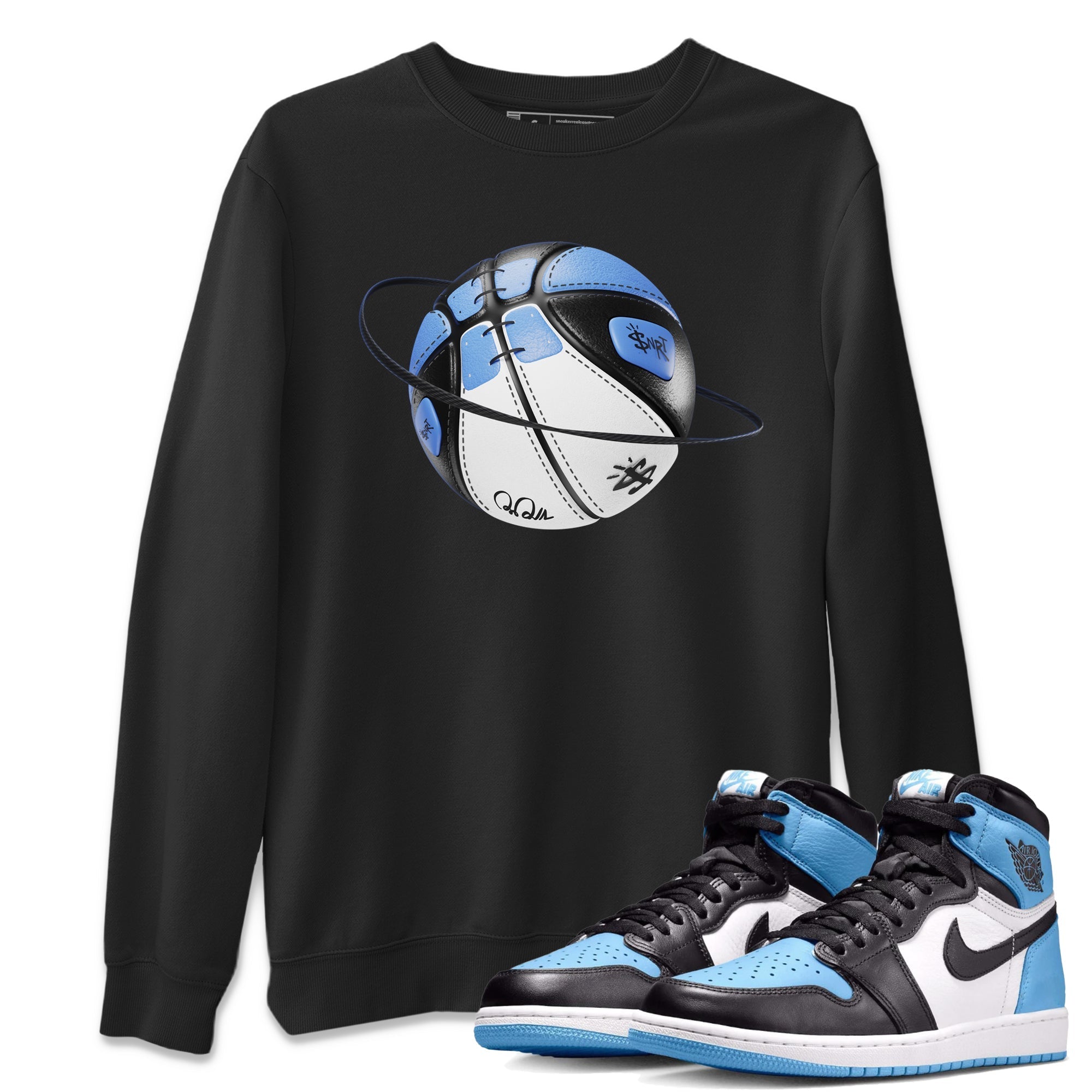Air Jordan 1 Retro High OG UNC Toe Shirt to match Jordans Basketball Planet Streetwear Sneaker Shirt 1s UNC Toe Drip Gear Zone Sneaker Matching Clothing Crew Neck T-Shirts Black 1