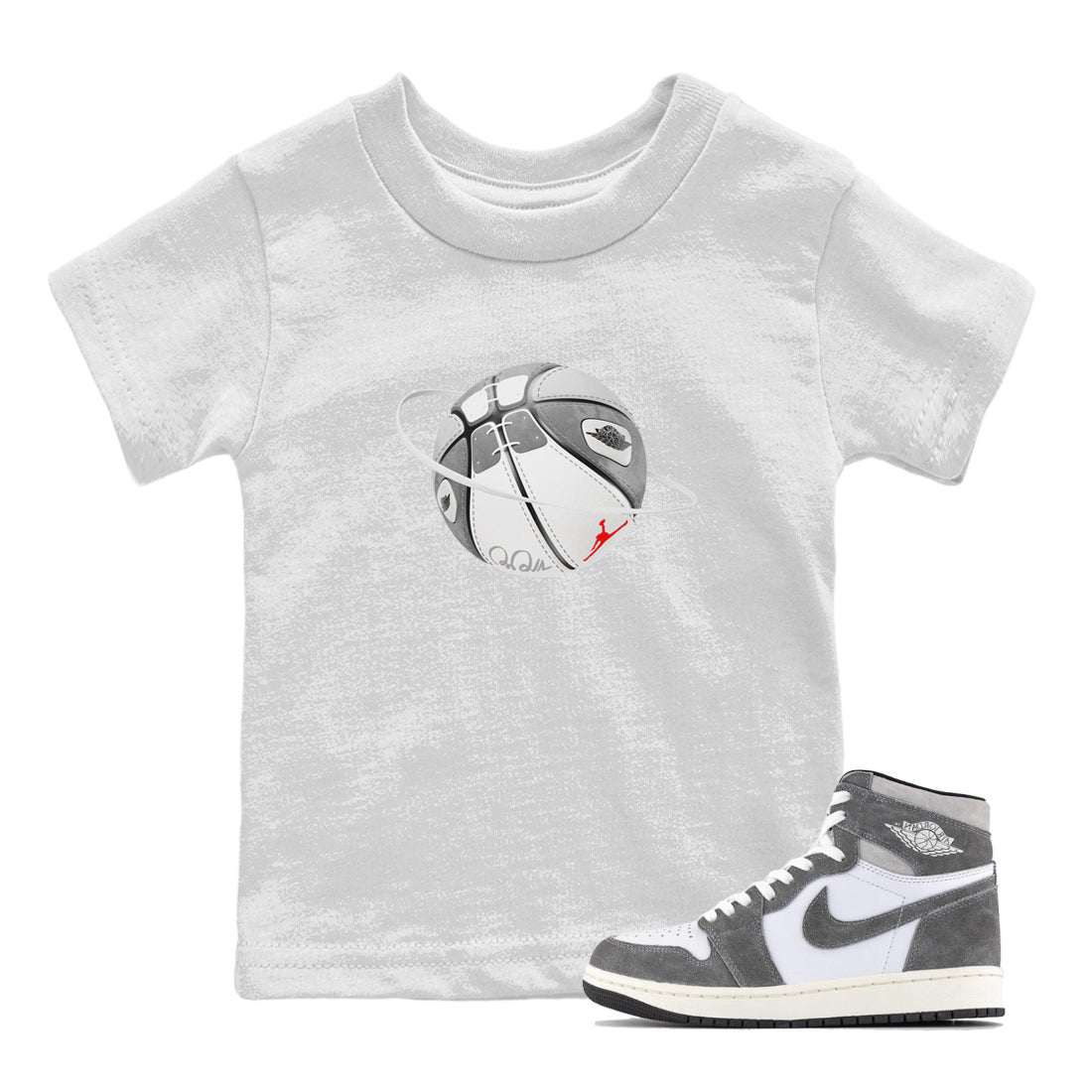 Air Jordan 1 Washed Heritage Sneaker Match Tees Basketball Planet Streetwear Sneaker Shirt AJ1 Washed Heritage Sneaker Release Tees Kids Shirts White 1