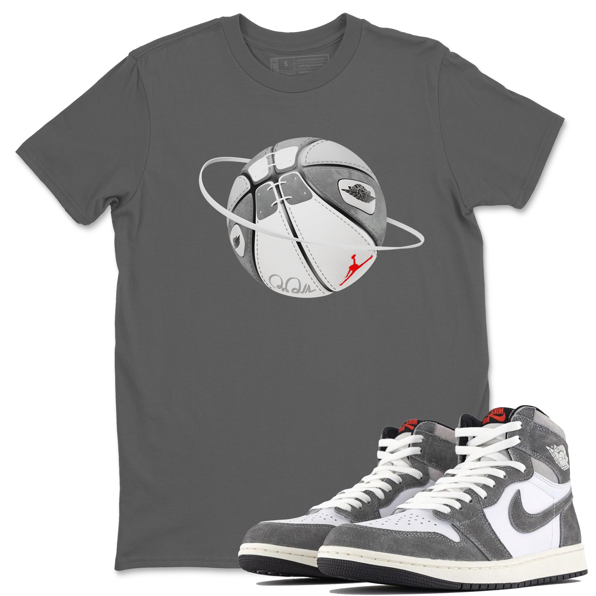 Air Jordan 1 Washed Heritage Sneaker Match Tees Basketball Planet Streetwear Sneaker Shirt AJ1 Washed Heritage Sneaker Release Tees Unisex Shirts Cool Grey 1