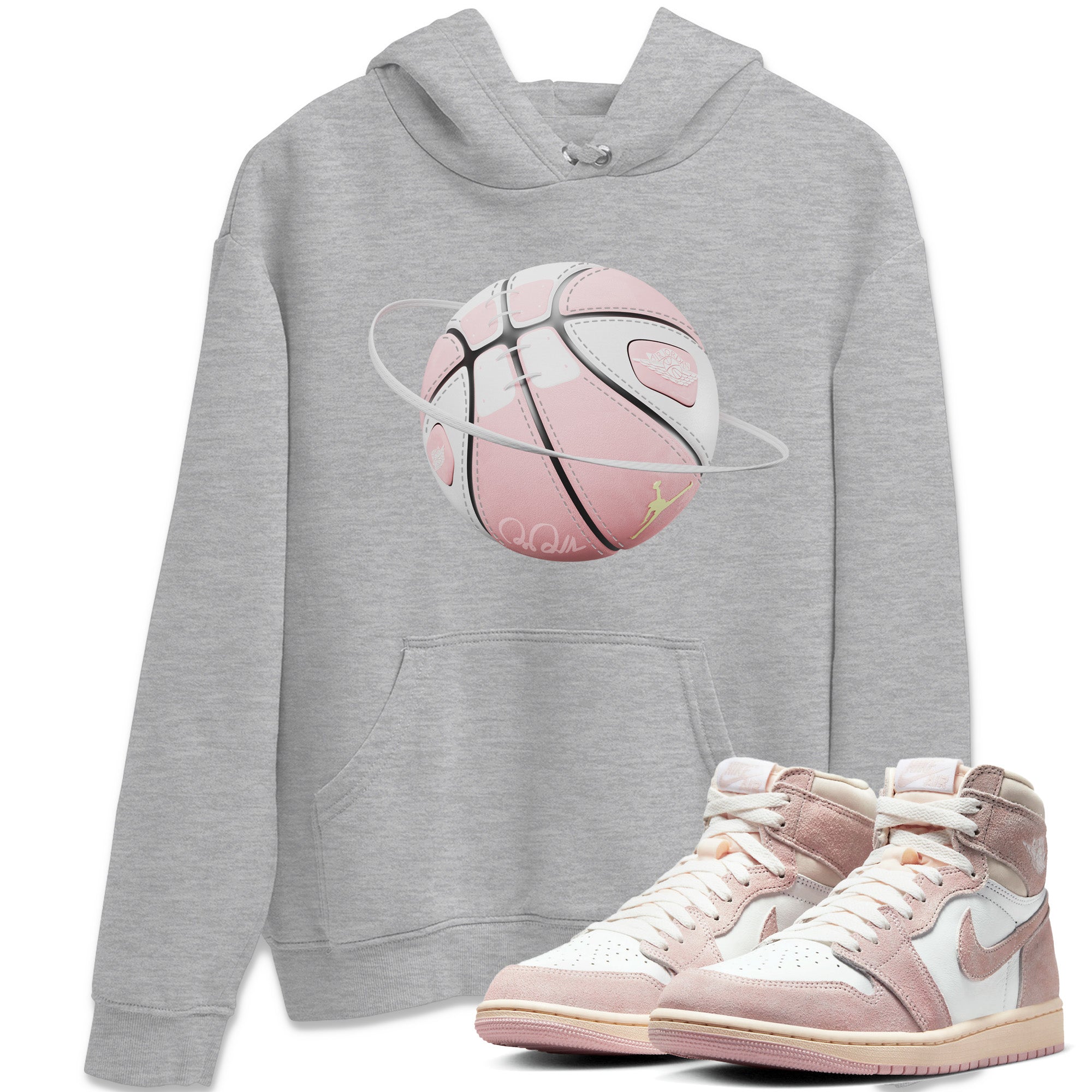 AJ1 Retro High OG Washed Pink Sneaker Match Tees Basketball Planet Streetwear Sneaker Shirt AJ1 Retro High OG Washed Pink Sneaker Release Tees Unisex Shirts Heather Grey 1