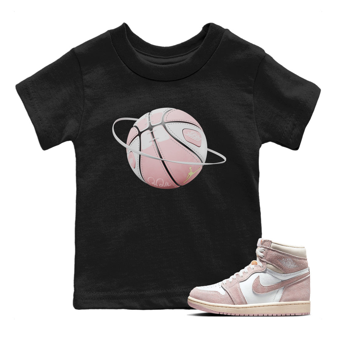 AJ1 Retro High OG Washed Pink Sneaker Match Tees Basketball Planet Streetwear Sneaker Shirt AJ1 Retro High OG Washed Pink Sneaker Release Tees Kids Shirts Black 1