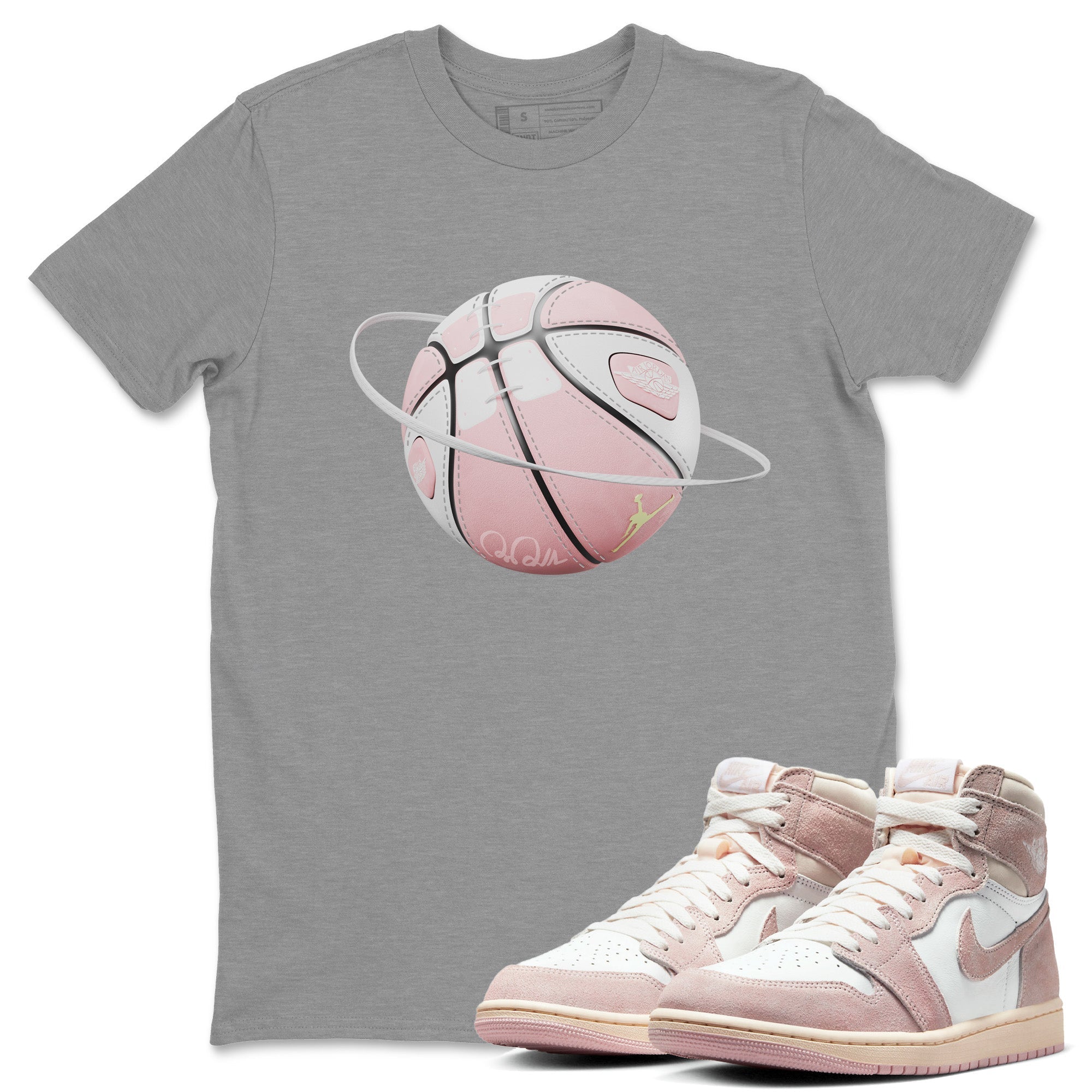 AJ1 Retro High OG Washed Pink Sneaker Match Tees Basketball Planet Streetwear Sneaker Shirt AJ1 Retro High OG Washed Pink Sneaker Release Tees Unisex Shirts Heather Grey 1