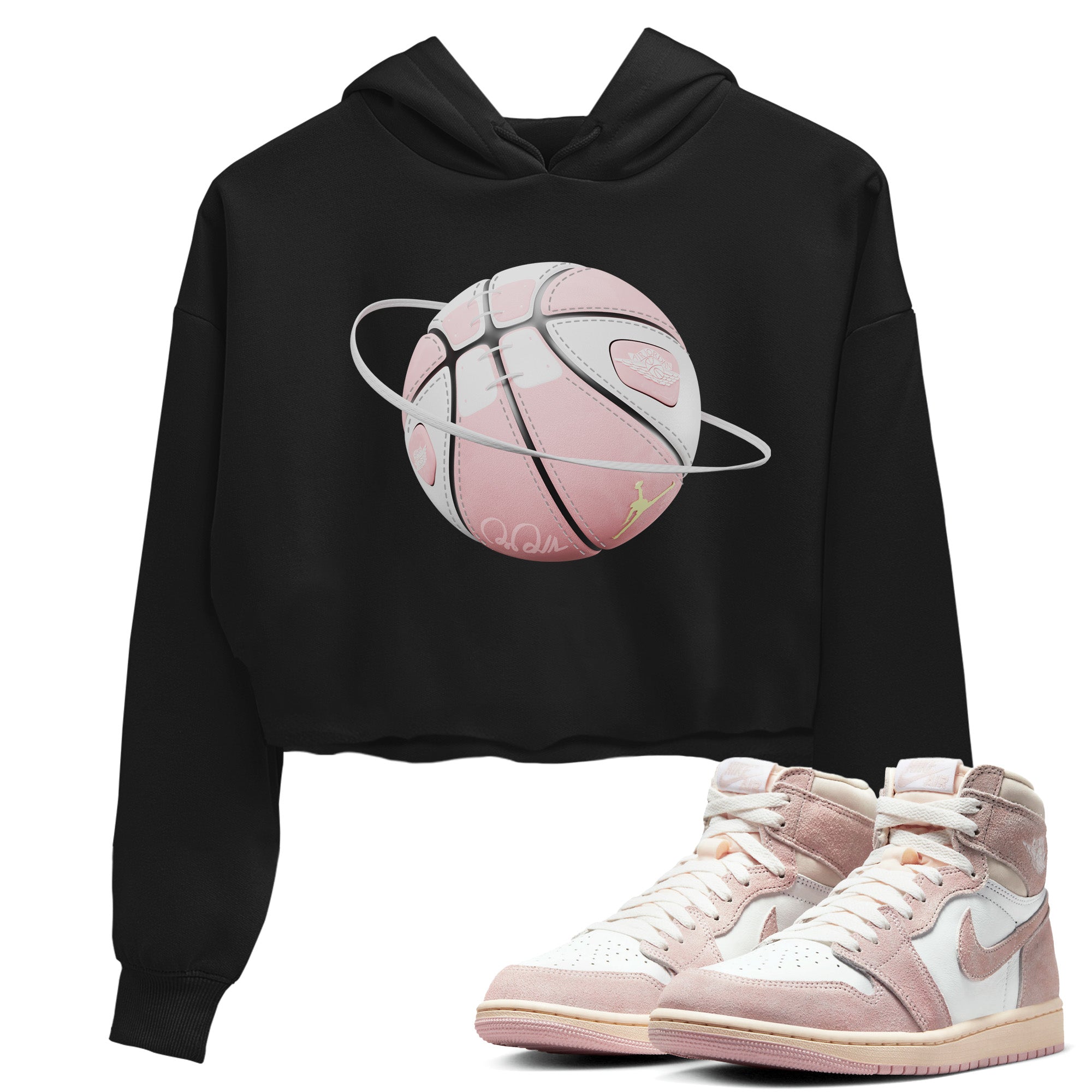 AJ1 Retro High OG Washed Pink Sneaker Match Tees Basketball Planet Streetwear Sneaker Shirt AJ1 Retro High OG Washed Pink Sneaker Release Tees Women's Shirts Black 1