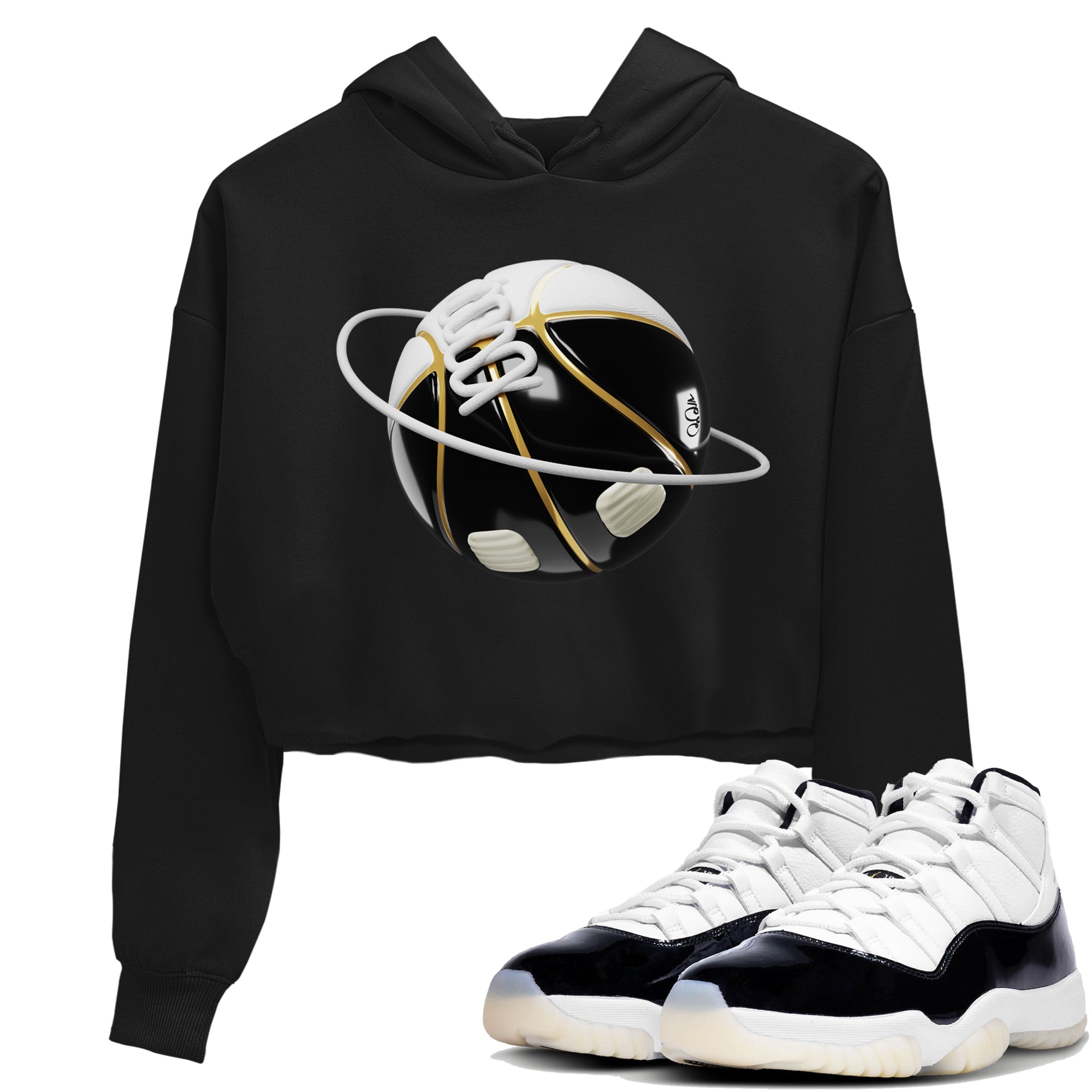 Air Jordan 11 Gratitude shirt to match jordans Basketball Planet sneaker tees AJ11 Gratitude Drip Gear Zone Black 1 Crop T-Shirt