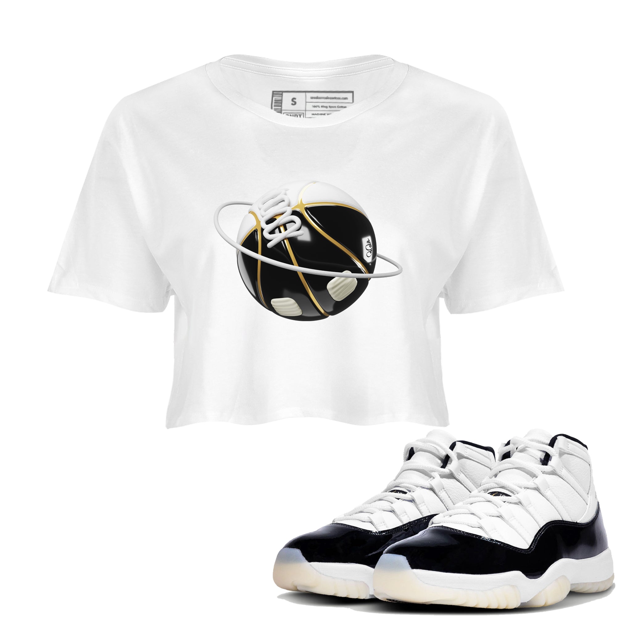 Air Jordan 11 Gratitude shirt to match jordans Basketball Planet sneaker tees AJ11 Gratitude Drip Gear Zone White 1 Crop T-Shirt