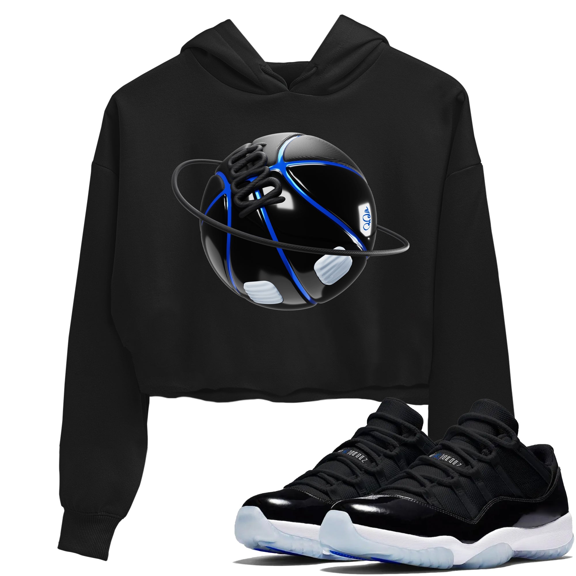 Air Jordan 11 Space shirt to match jordans Basketball Planet sneaker tees AJ11 Space Drip Gear Zone Black 1 crop length shirt