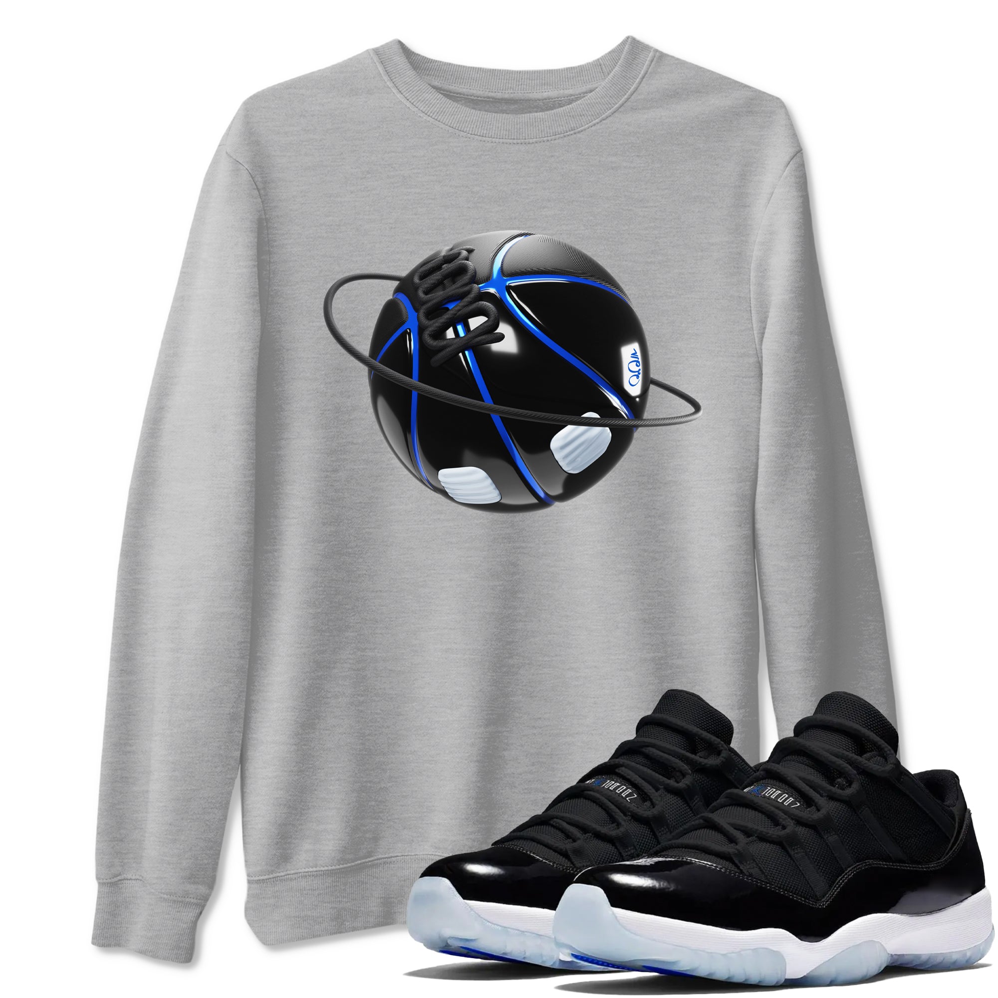 Air Jordan 11 Space shirt to match jordans Basketball Planet sneaker tees AJ11 Space Drip Gear Zone unisex cotton Heather Grey 1 crew neck shirt