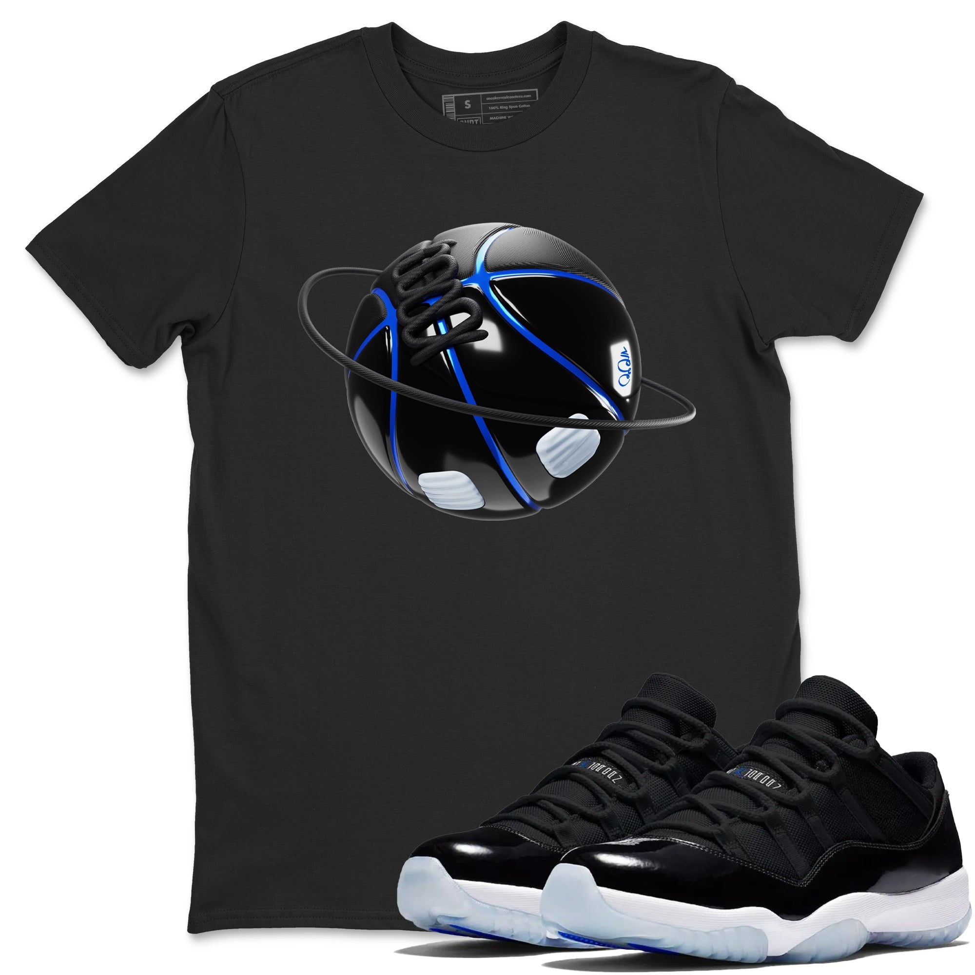 Air Jordan 11 Space shirt to match jordans Basketball Planet sneaker tees AJ11 Space Drip Gear Zone unisex cotton Black 1 crew neck shirt
