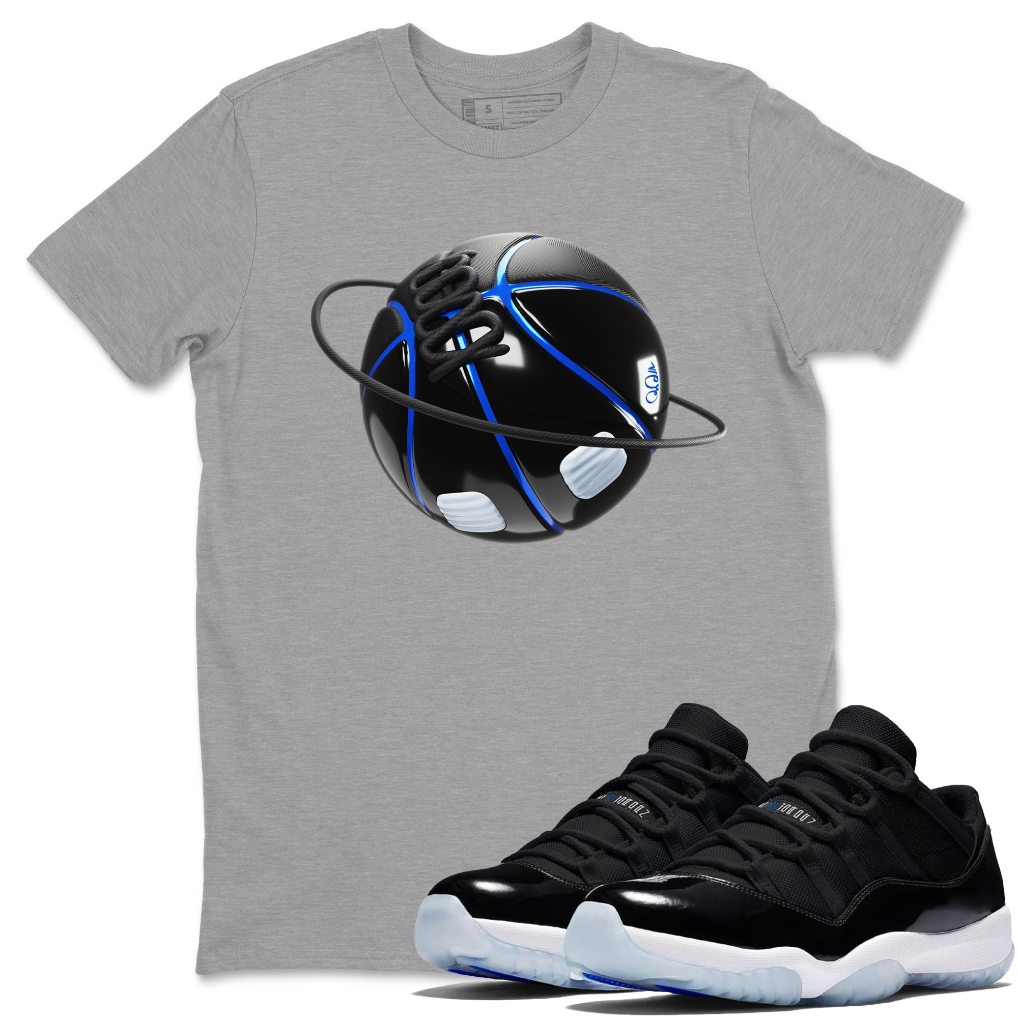 Air Jordan 11 Space shirt to match jordans Basketball Planet sneaker tees AJ11 Space Drip Gear Zone unisex cotton Heather Grey 1 crew neck shirt