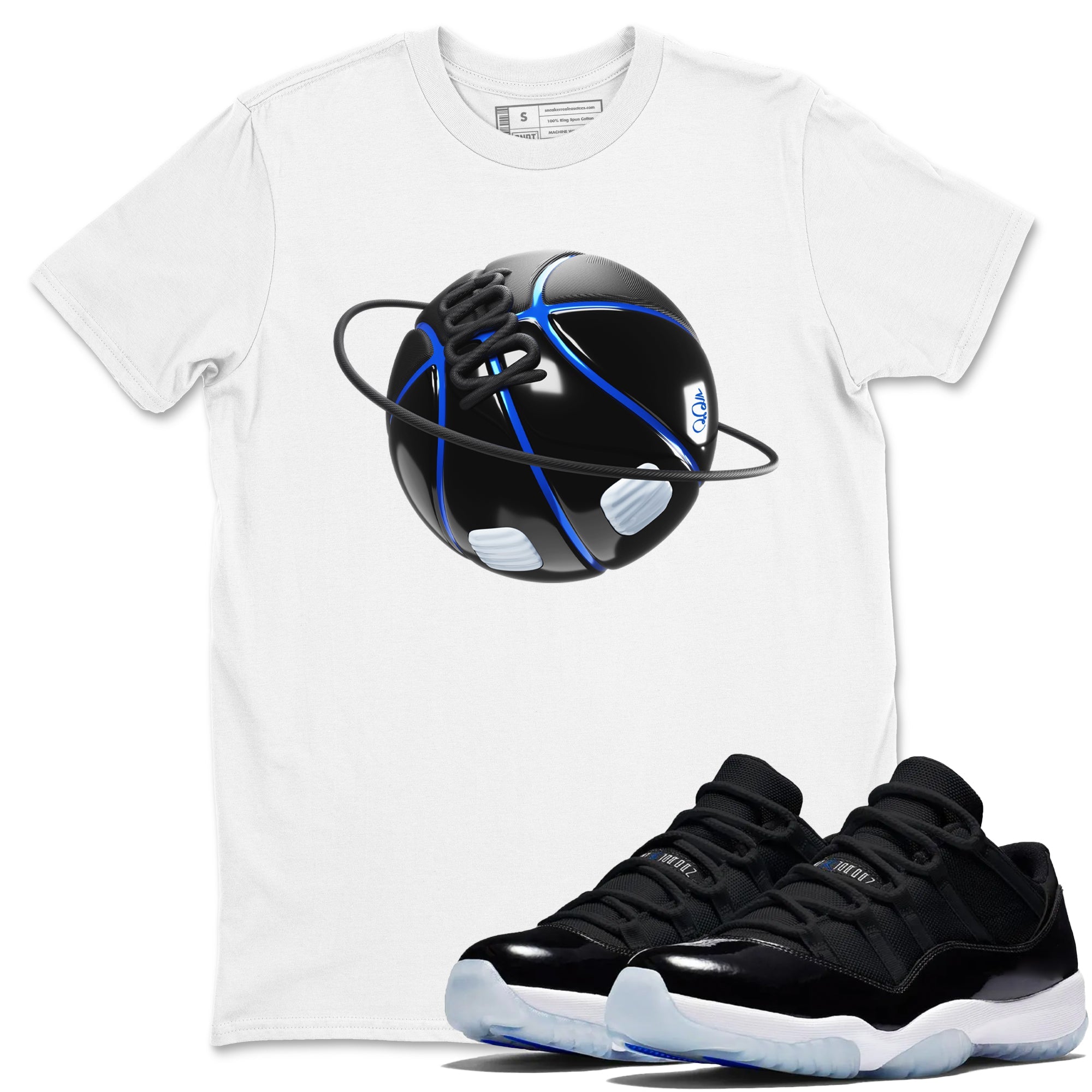 Air Jordan 11 Space shirt to match jordans Basketball Planet sneaker tees AJ11 Space Drip Gear Zone unisex cotton White 1 crew neck shirt