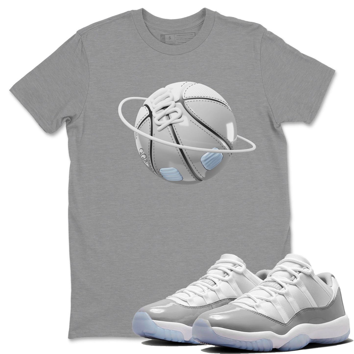Air Jordan 11 White Cement Basketball Planet Crew Neck Streetwear Sneaker Shirt Air Jordan 11 Cement Grey Sneaker T-Shirts Size Chart