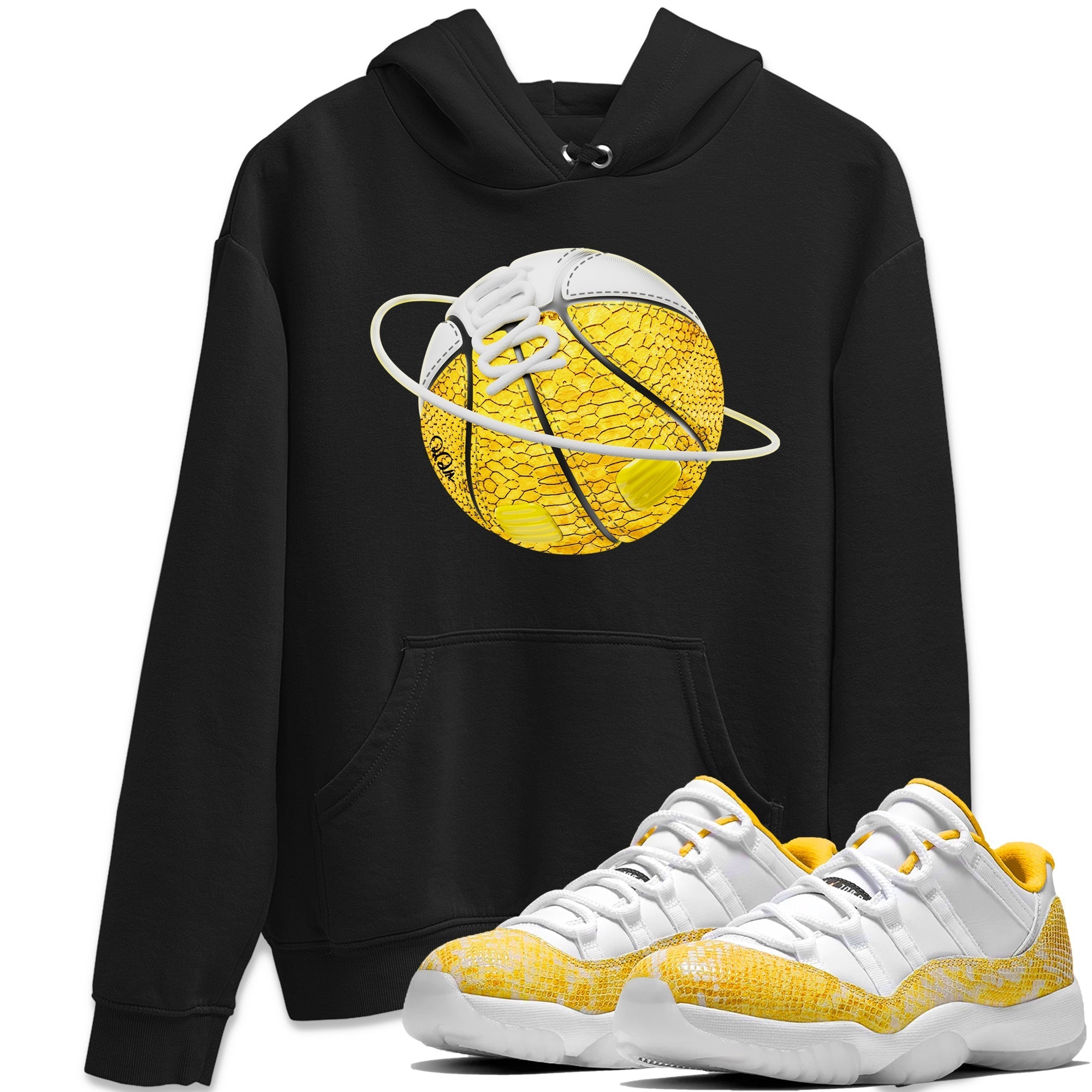 Air Jordan 11 Yellow Python Sneaker Match Tees Basketball Planet Streetwear Sneaker Shirt AJ11 Yellow Python Sneaker Release Tees Unisex Shirts Black 1