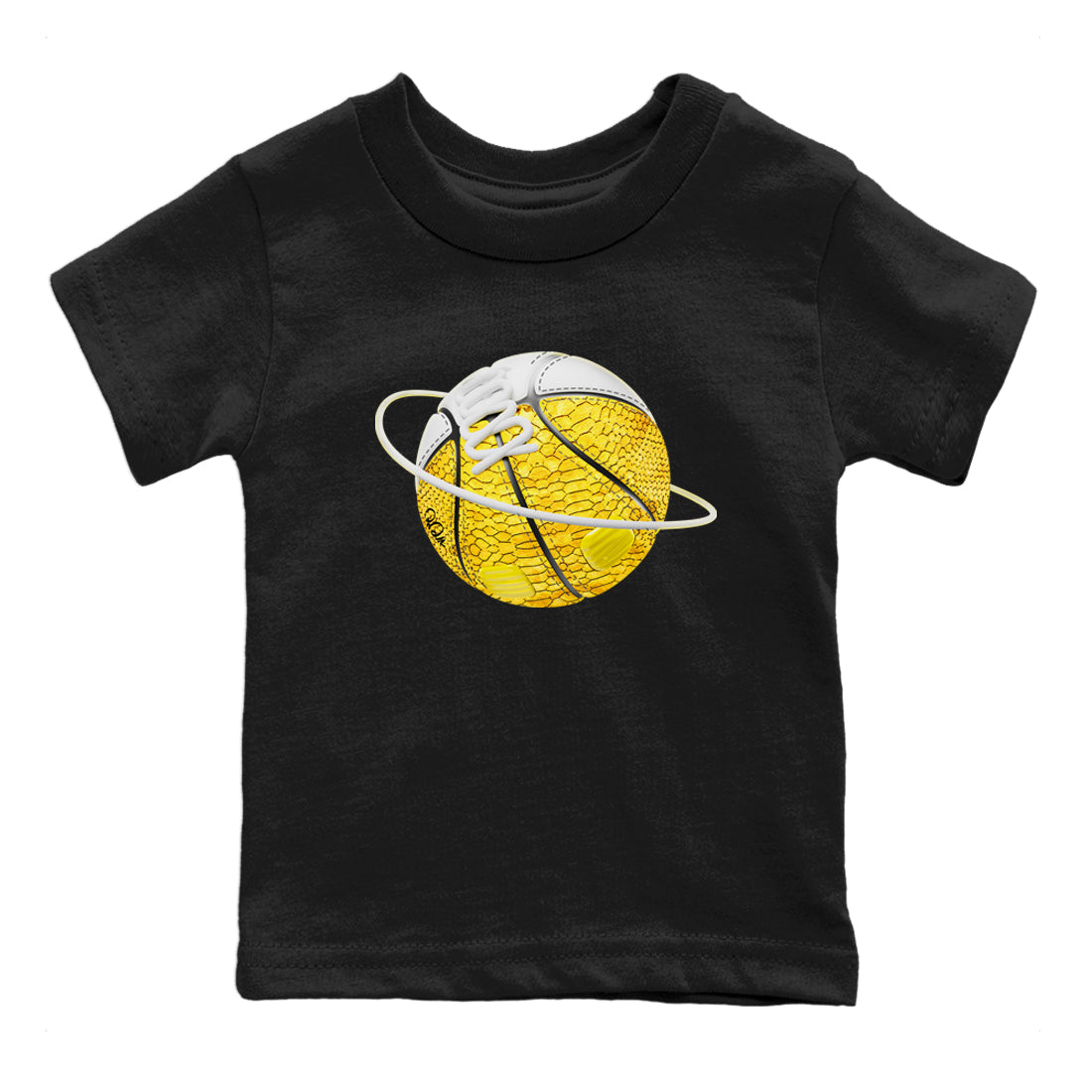 Air Jordan 11 Yellow Python Sneaker Match Tees Basketball Planet Streetwear Sneaker Shirt AJ11 Yellow Python Sneaker Release Tees Kids Shirts Black 2