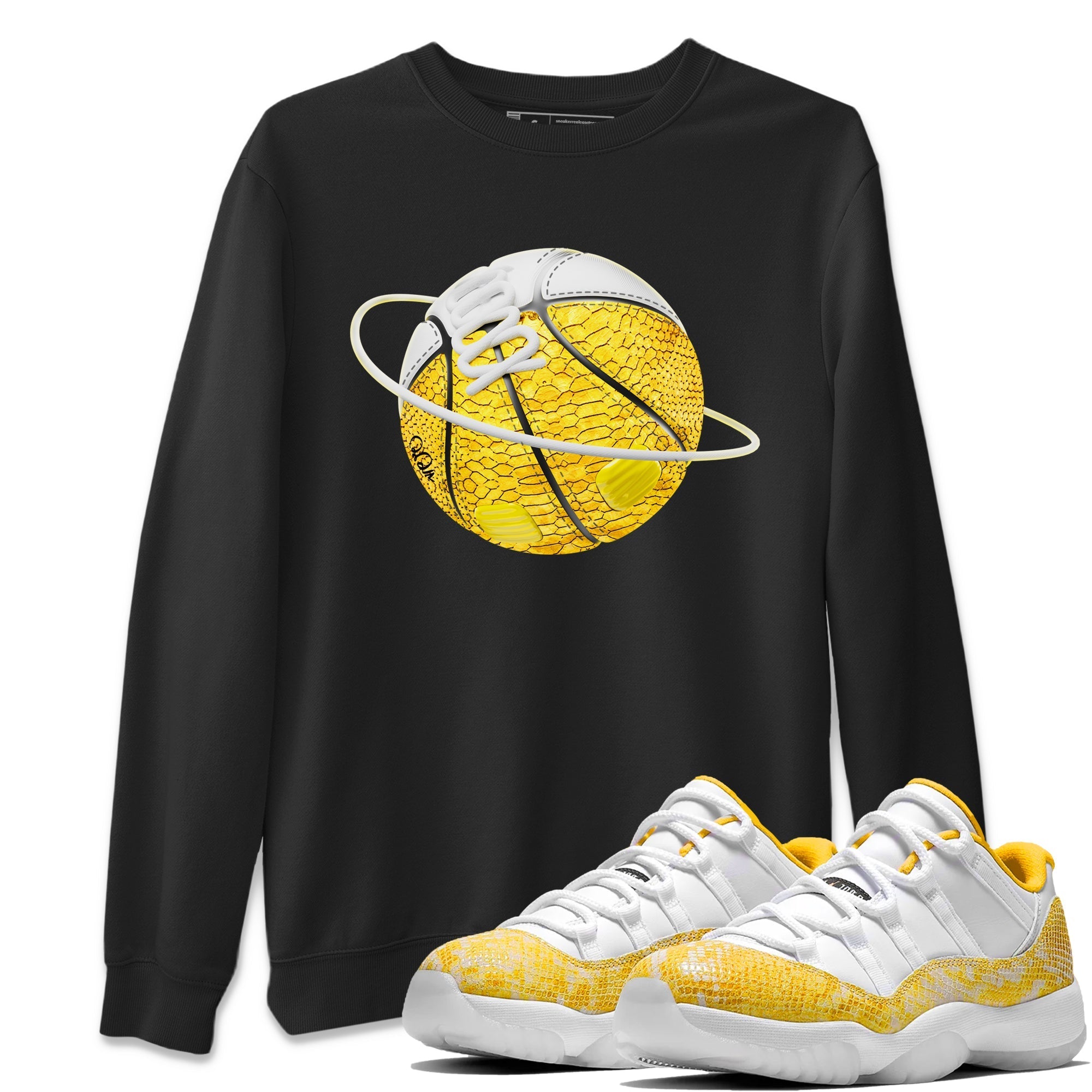 Air Jordan 11 Yellow Python Sneaker Match Tees Basketball Planet Streetwear Sneaker Shirt AJ11 Yellow Python Sneaker Release Tees Unisex Shirts Black 1