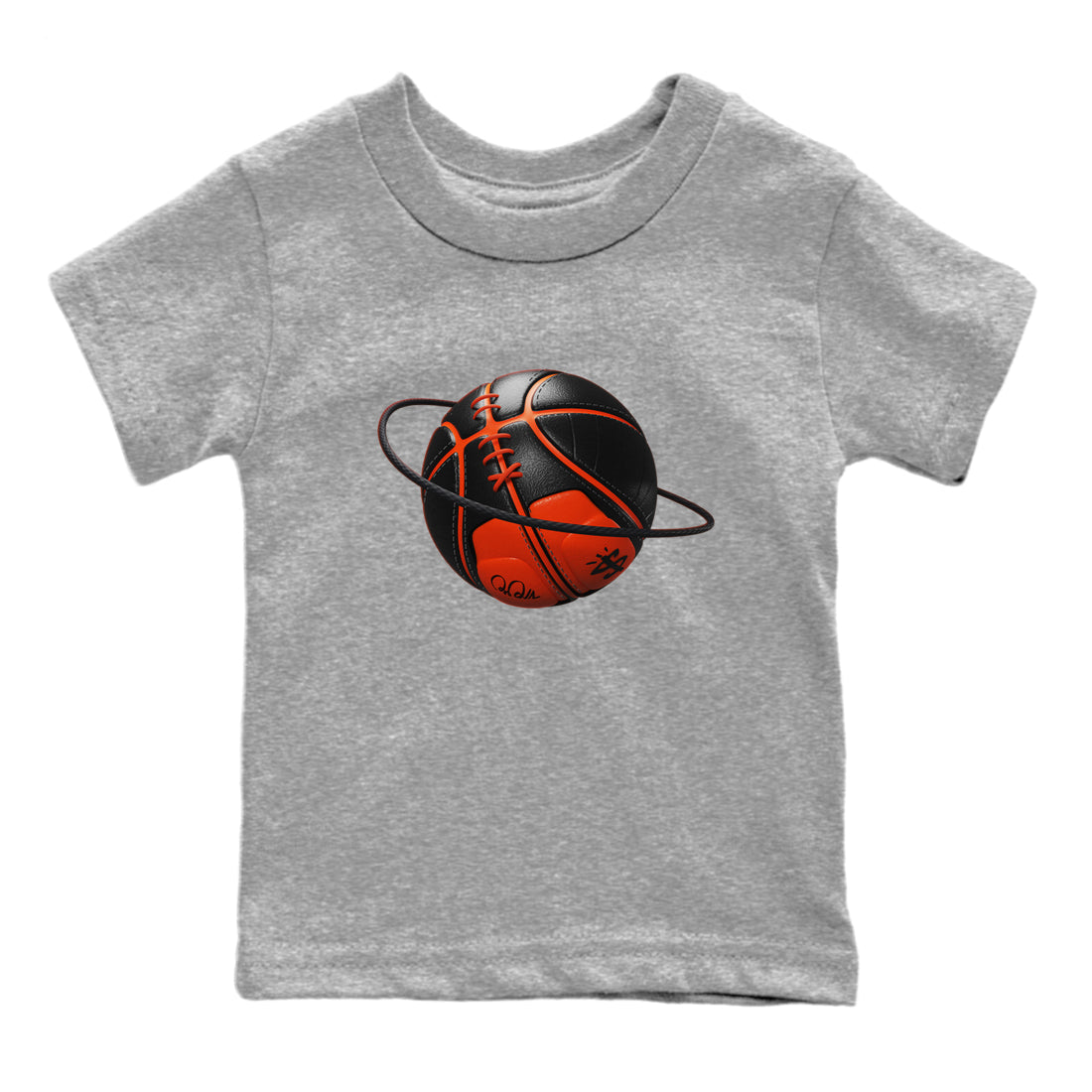 Air Jordan 12 Brilliant Orange Sneaker Match Tees Basketball Planet Streetwear Sneaker Shirt AJ12 Brilliant Orange Sneaker Release Tees Kids Shirts Heather Grey 2