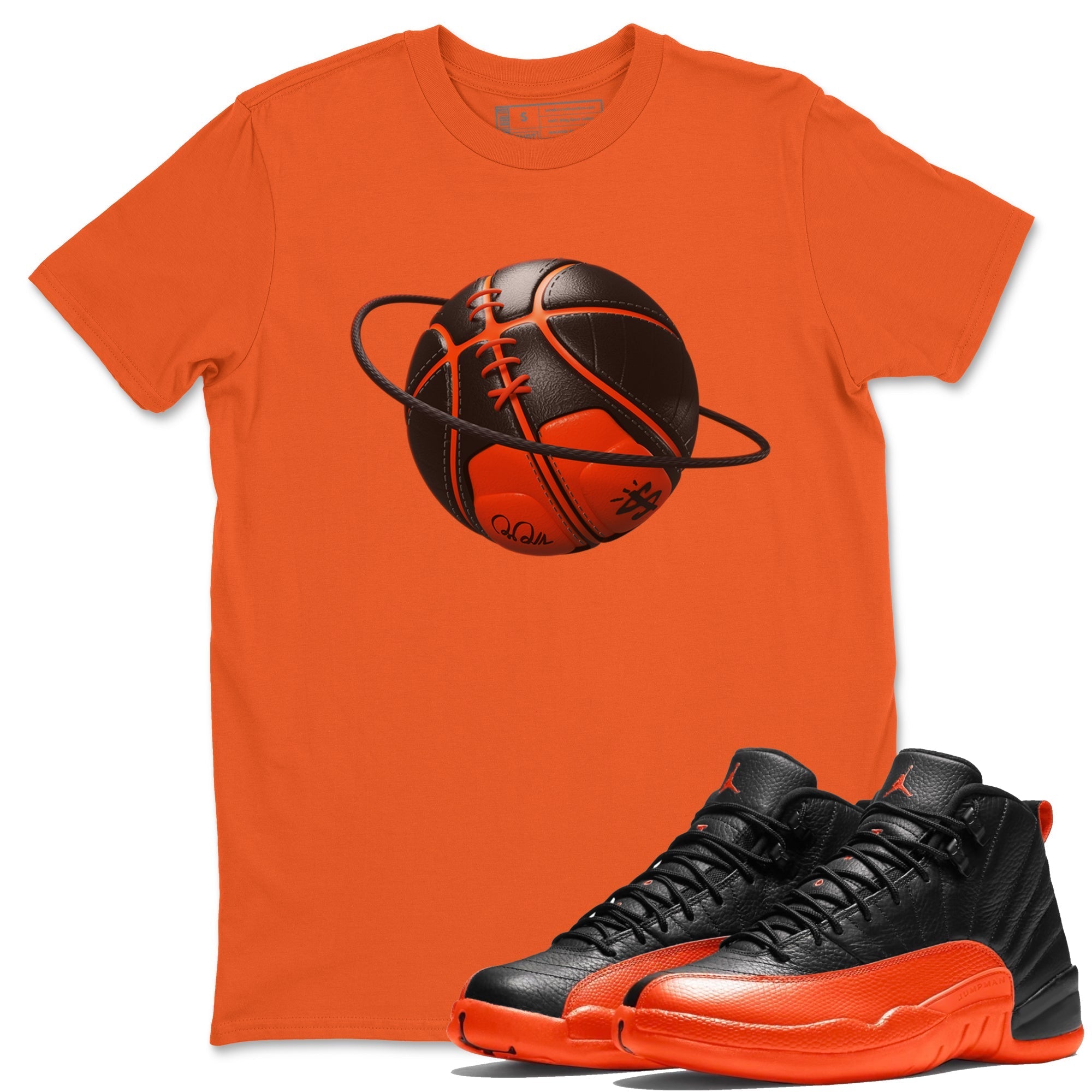 Air Jordan 12 Brilliant Orange Sneaker Match Tees Basketball Planet Streetwear Sneaker Shirt AJ12 Brilliant Orange Sneaker Release Tees Unisex Shirts Orange 1