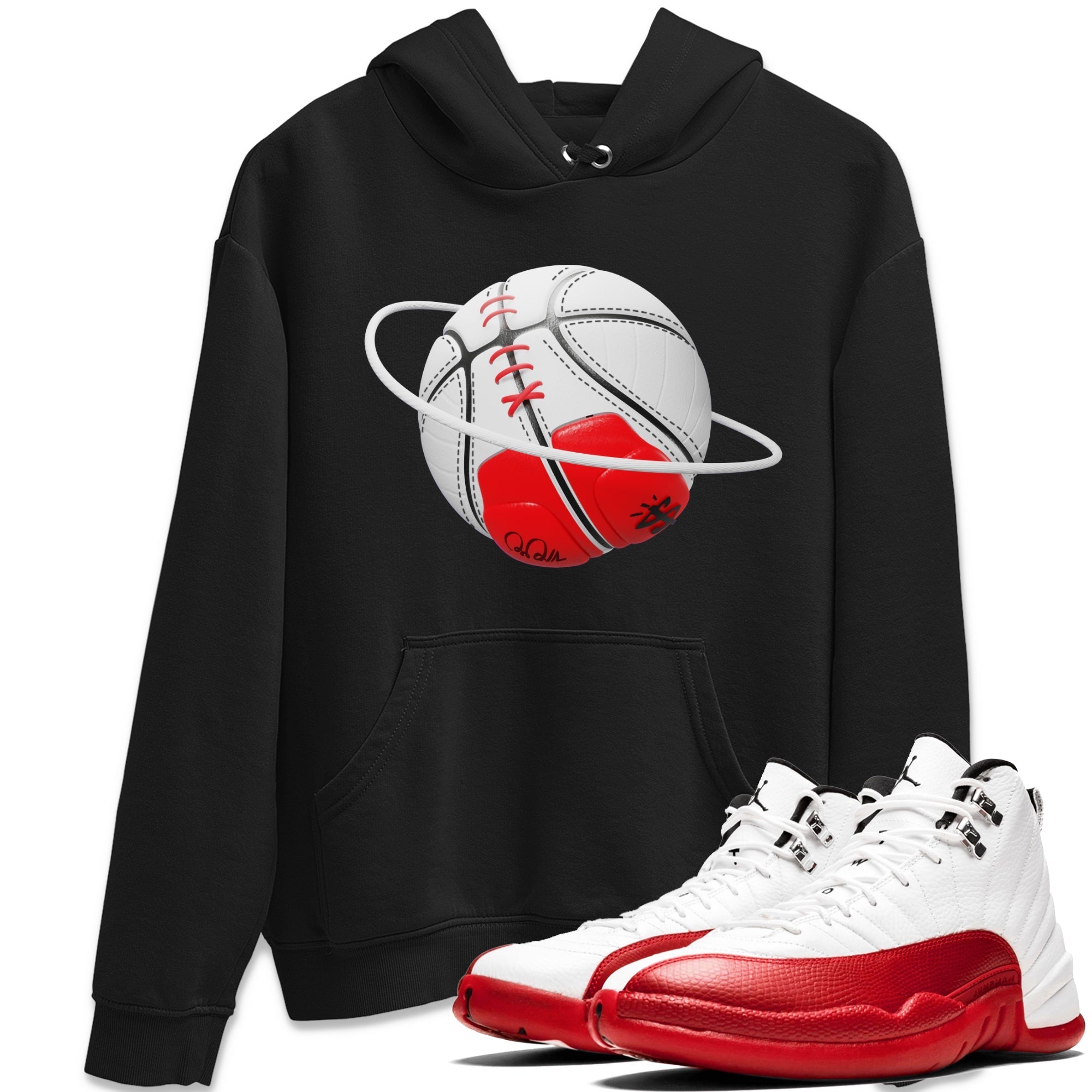 Air Jordan 12 Cherry Sneaker Match Tees Basketball Planet Streetwear Sneaker Shirt AJ12 Cherry Sneaker Release Tees Unisex Shirts Black 1