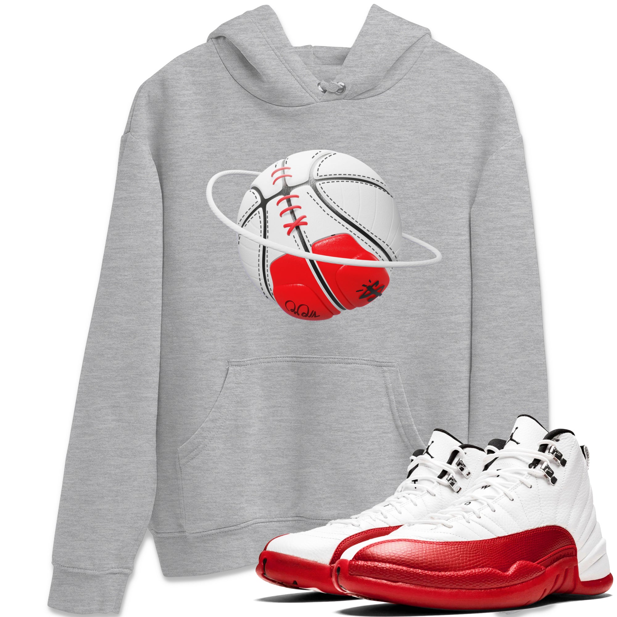 Air Jordan 12 Cherry Sneaker Match Tees Basketball Planet Streetwear Sneaker Shirt AJ12 Cherry Sneaker Release Tees Unisex Shirts Heather Grey 1