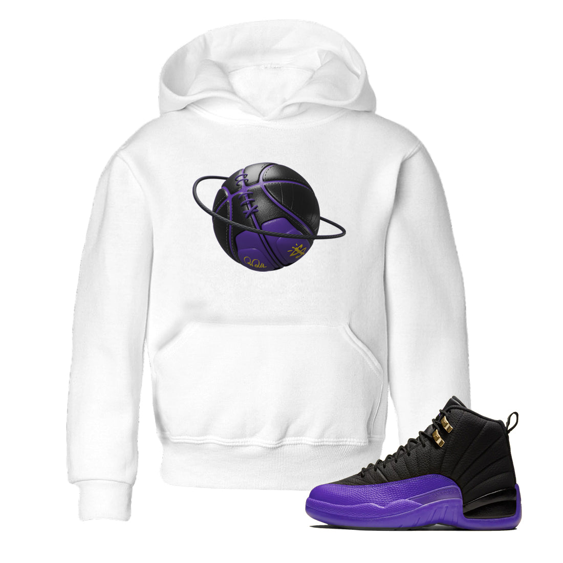 Air Jordan 12 Field Purple Sneaker Match Tees Basketball Planet Streetwear Sneaker Shirt AJJordan 12 Lakers Sneaker Release Tees Kids Shirts White 1