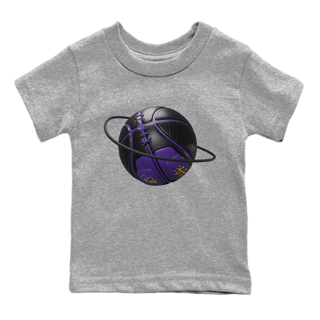 Air Jordan 12 Field Purple Sneaker Match Tees Basketball Planet Streetwear Sneaker Shirt AJJordan 12 Lakers Sneaker Release Tees Kids Shirts Heather Grey 2