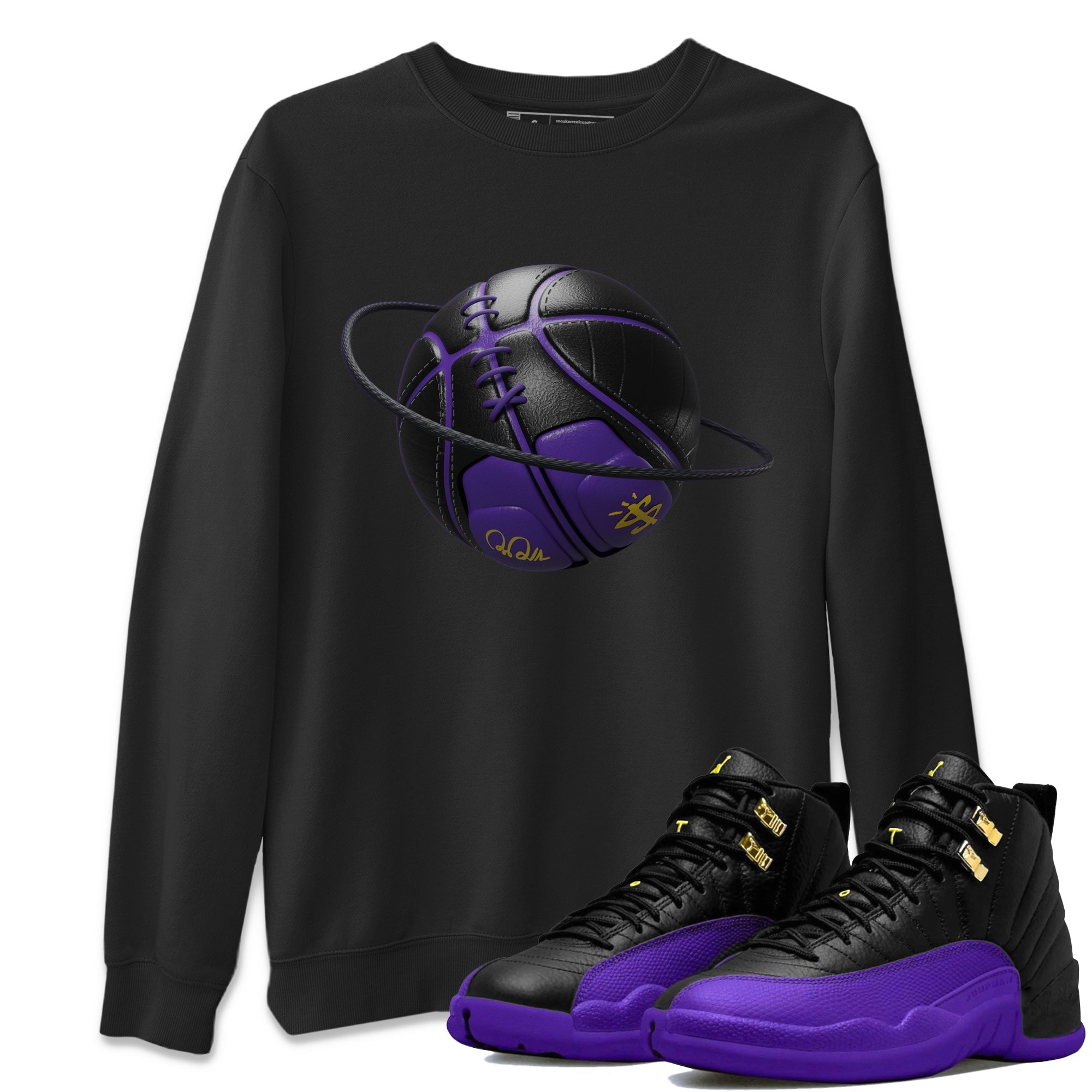 Air Jordan 12 Field Purple Sneaker Match Tees Basketball Planet Streetwear Sneaker Shirt AJJordan 12 Lakers Sneaker Release Tees Unisex Shirts Black 1