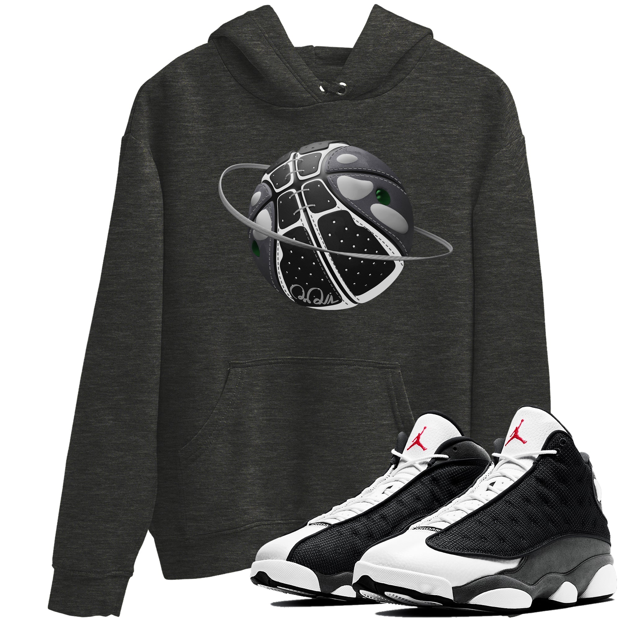Air Jordan 13 Black Flint Sneaker Match Tees Basketball Planet Streetwear Sneaker Shirt AJ13 Retro Black Flint Sneaker Release Tees Unisex Shirts Charcoal Heather 1