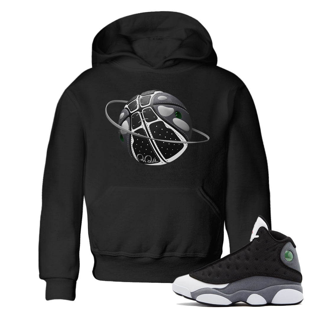 Air Jordan 13 Black Flint Sneaker Match Tees Basketball Planet Streetwear Sneaker Shirt AJ13 Retro Black Flint Sneaker Release Tees Kids Shirts Black 1