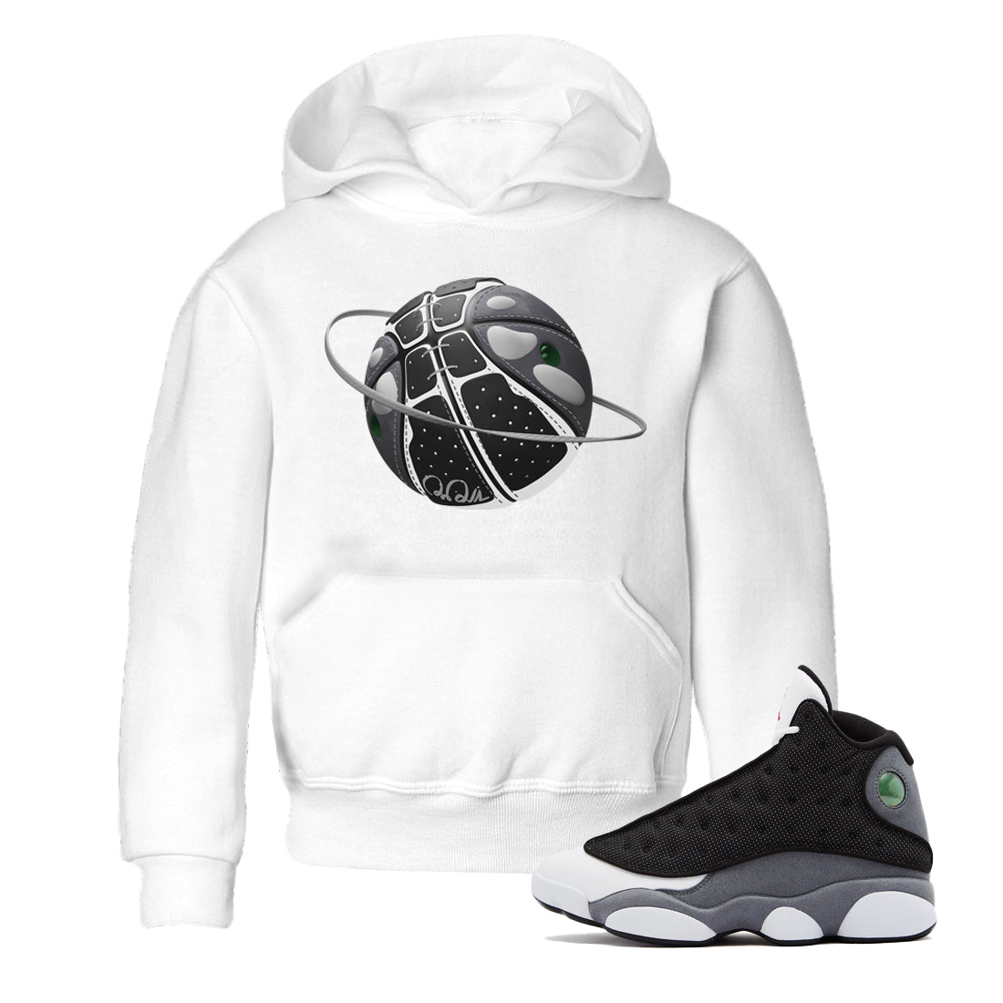 Air Jordan 13 Black Flint Sneaker Match Tees Basketball Planet Streetwear Sneaker Shirt AJ13 Retro Black Flint Sneaker Release Tees Kids Shirts White 1