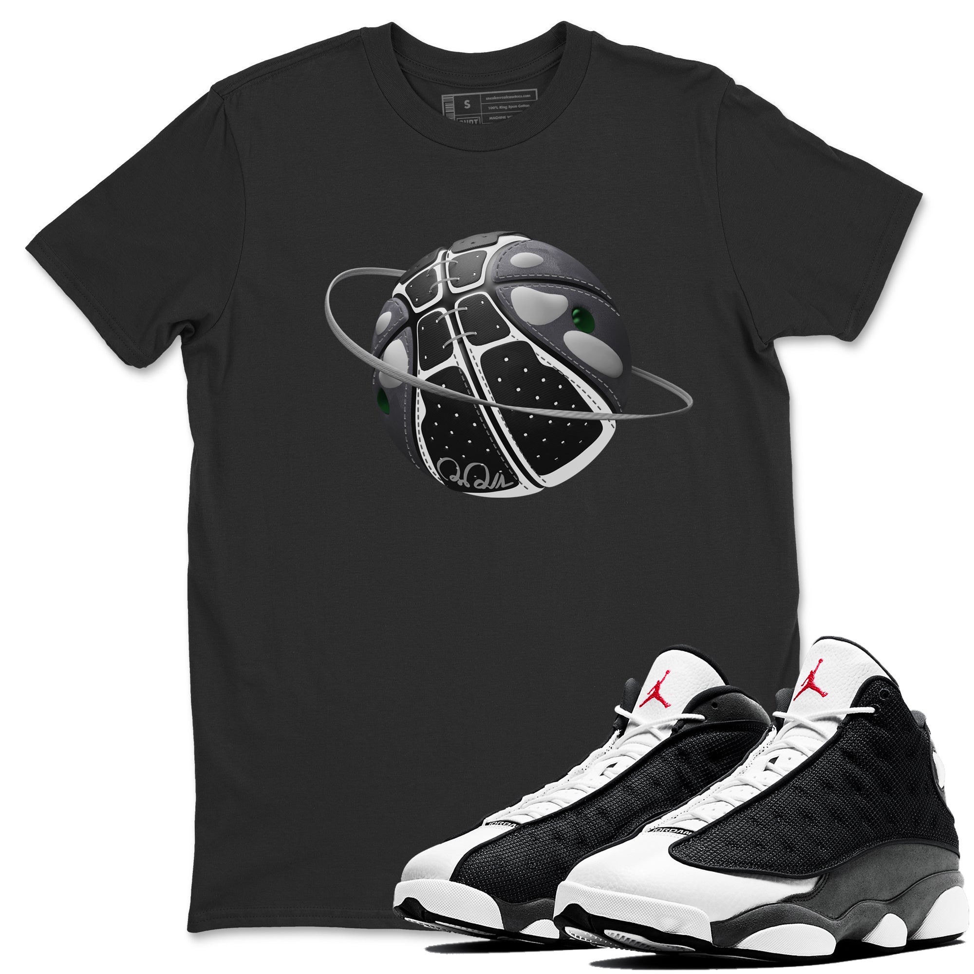 Air Jordan 13 Black Flint Sneaker Match Tees Basketball Planet Streetwear Sneaker Shirt AJ13 Retro Black Flint Sneaker Release Tees Unisex Shirts Black 1