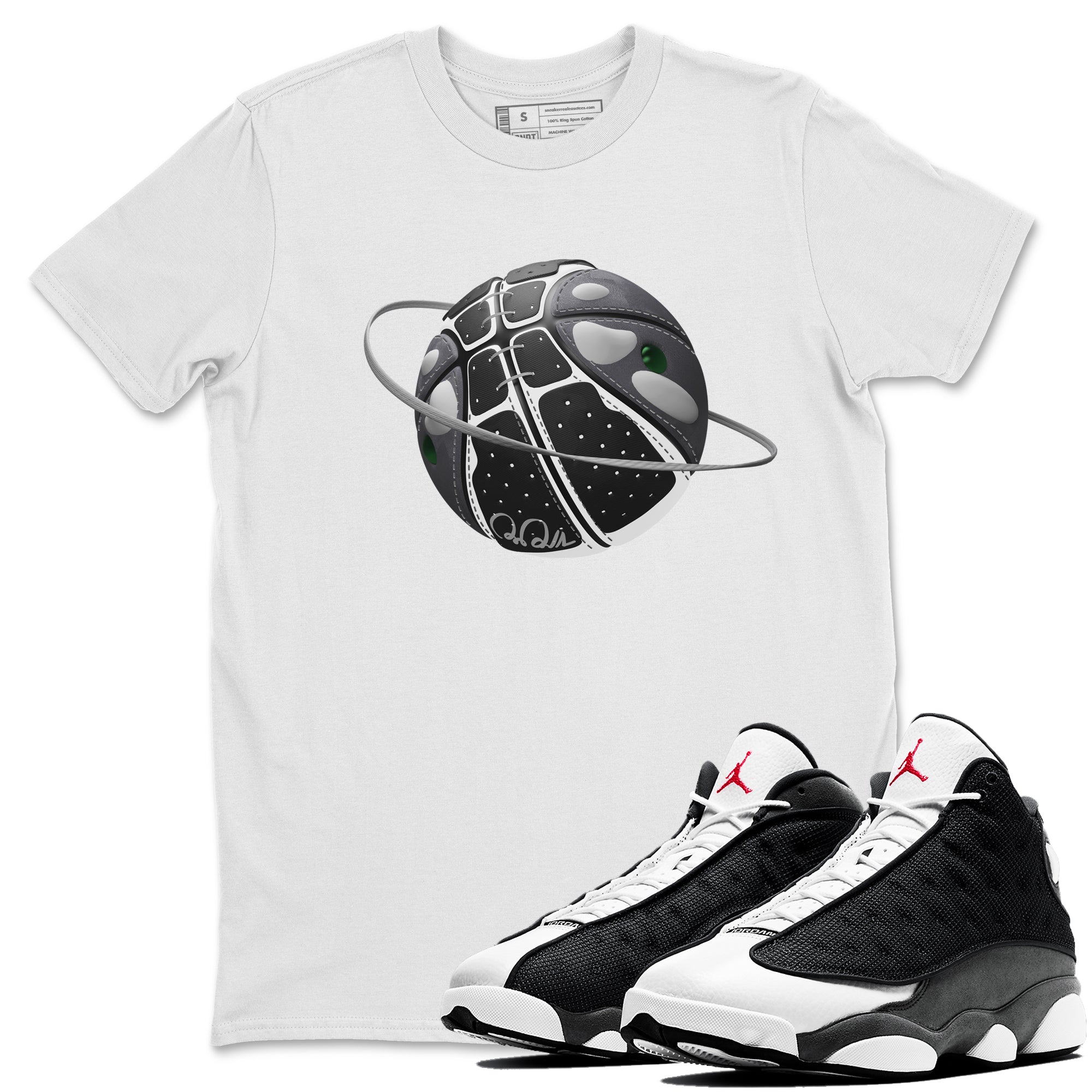 Air Jordan 13 Black Flint Sneaker Match Tees Basketball Planet Streetwear Sneaker Shirt AJ13 Retro Black Flint Sneaker Release Tees Unisex Shirts White 1