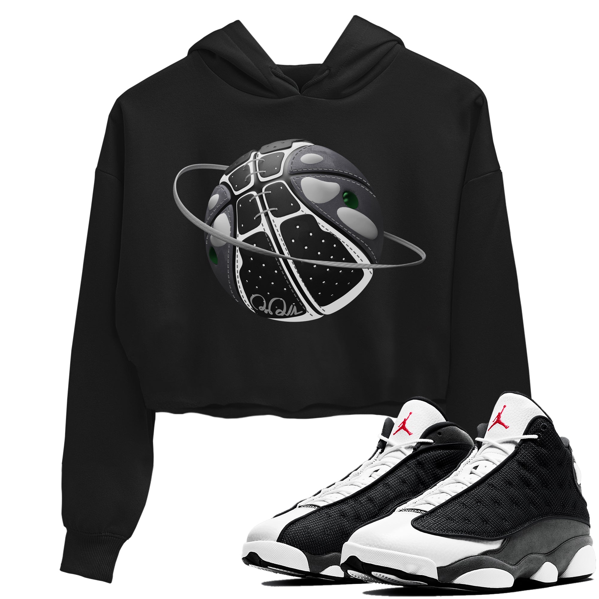 Air Jordan 13 Black Flint Sneaker Match Tees Basketball Planet Streetwear Sneaker Shirt AJ13 Retro Black Flint Sneaker Release Tees Women's Shirts Black 1