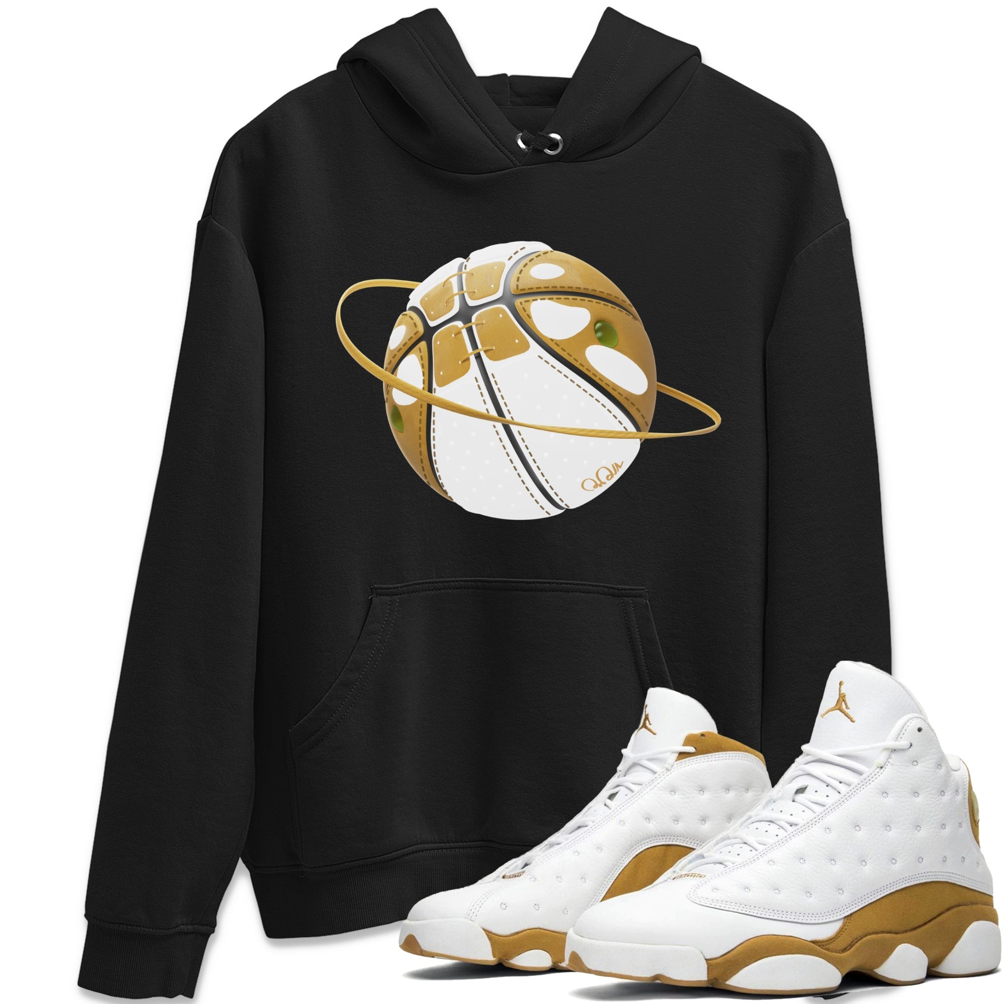 Air Jordan 13 Wheat Sneaker Match Tees Basketball Planet Streetwear Sneaker Shirt AJ13 Wheat Sneaker Release Tees Unisex Shirts Black 1