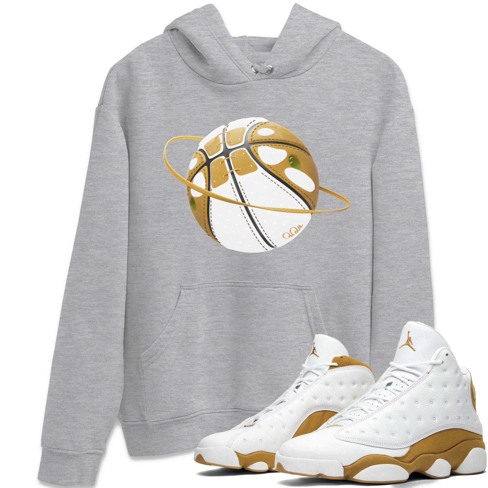 Air Jordan 13 Wheat Sneaker Match Tees Basketball Planet Streetwear Sneaker Shirt AJ13 Wheat Sneaker Release Tees Unisex Shirts Heather Grey 1