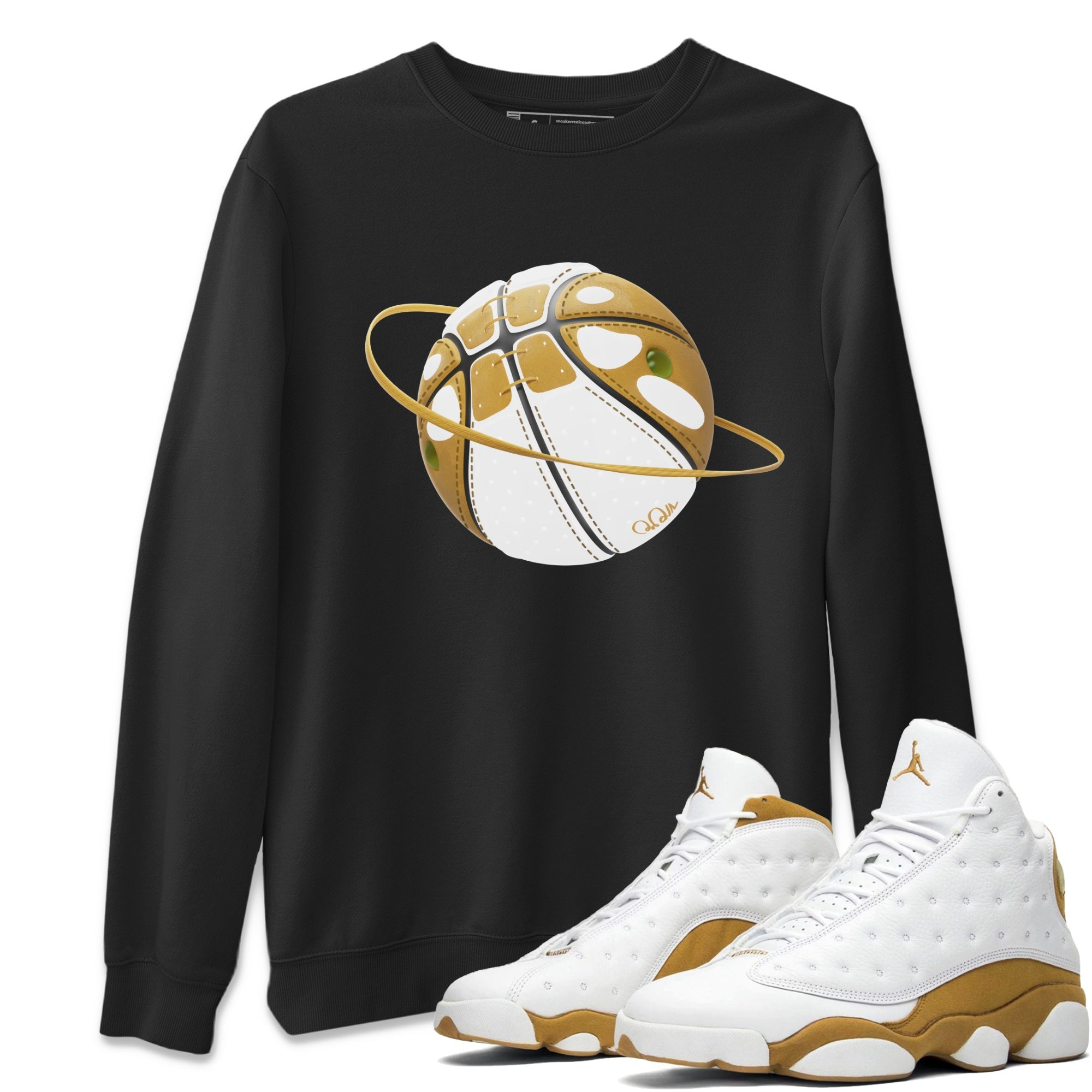 Air Jordan 13 Wheat Sneaker Match Tees Basketball Planet Streetwear Sneaker Shirt AJ13 Wheat Sneaker Release Tees Unisex Shirts Black 1